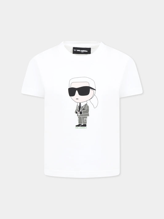 T-shirt bianca per bambini con Karl Lagerfeld,Karl Lagerfeld Kids,Z30437 10P