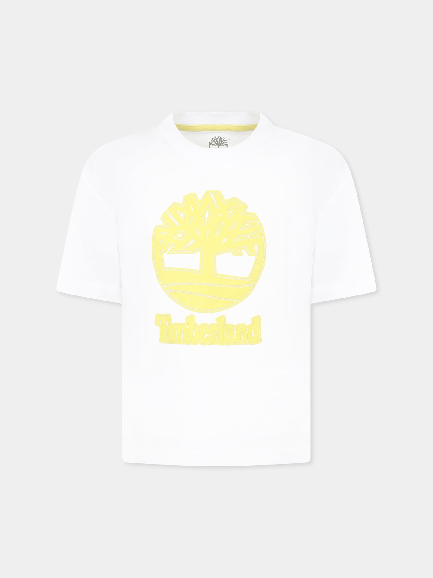 White t-shirt for  boy with logo