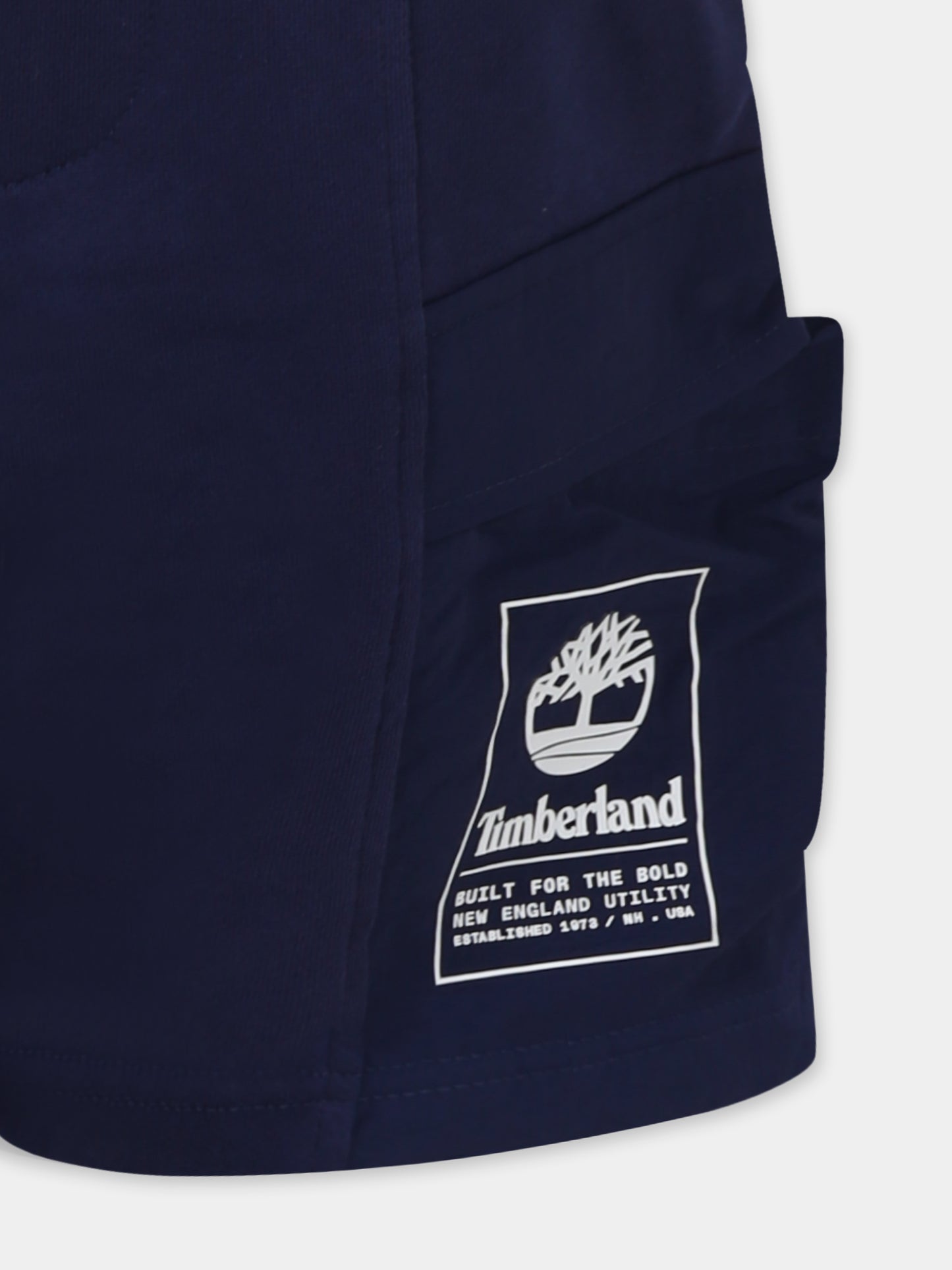 Shorts blu per bambino con logo,Timberland,T60462 84N