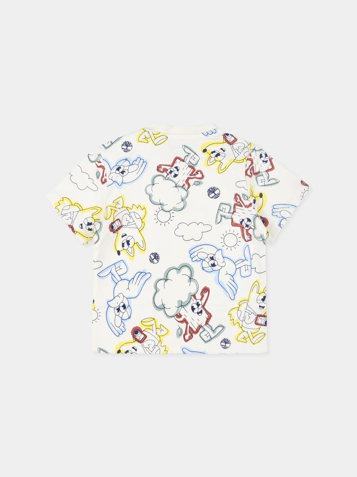 T-shirt avorio per neonato con stampa all over,Timberland,T60386 190