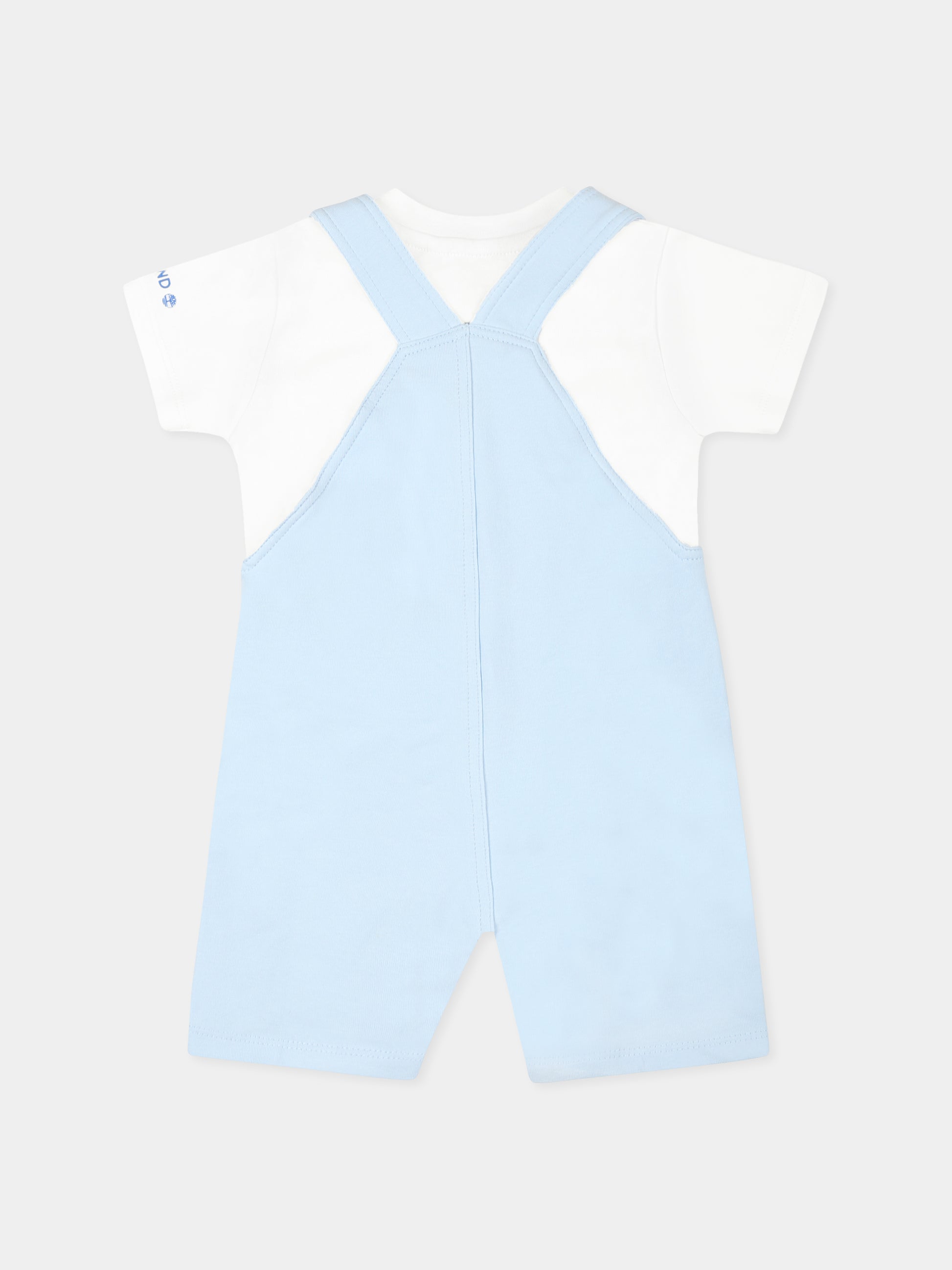 Completo salopette celeste per neonato con logo,Timberland,T60399 78B