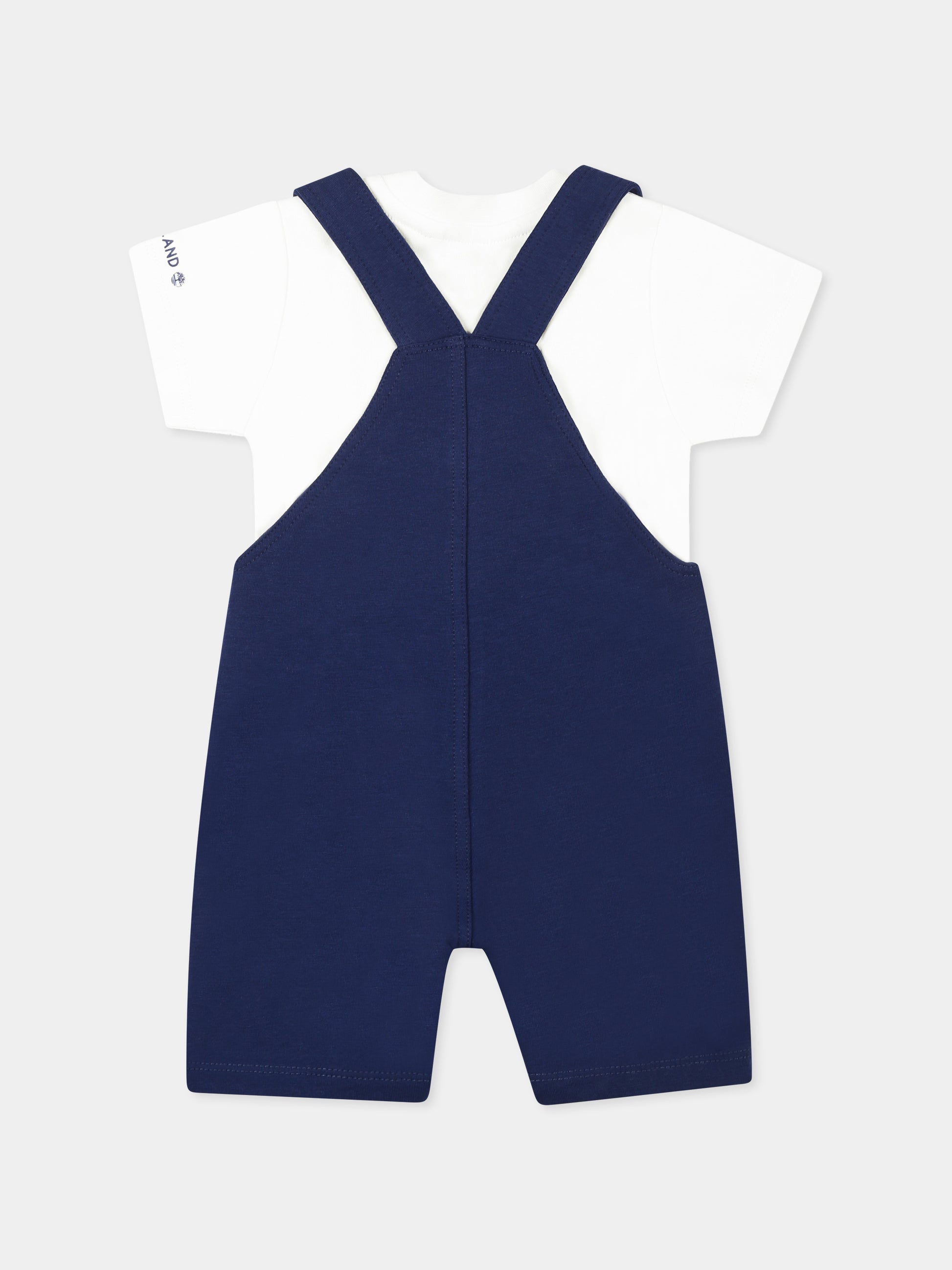 Completo salopette blu per neonato con logo,Timberland,T60399 84N