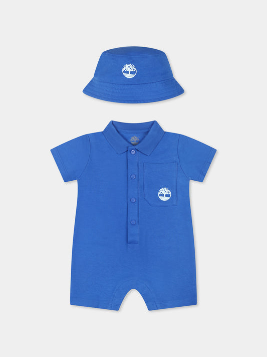 Set pagliaccetto azzurro per neonato con albero,Timberland,T60396 81L