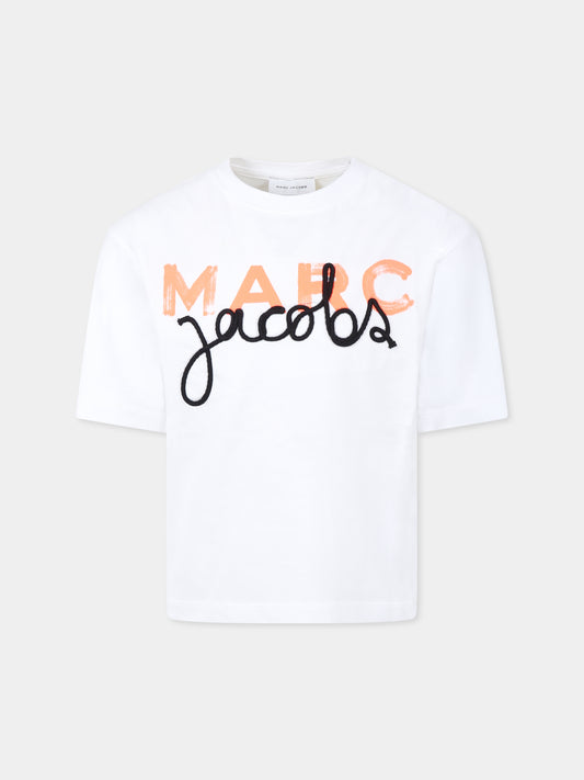 T-shirt bianca per bambini con logo,Marc Jacobs,W60455 10P