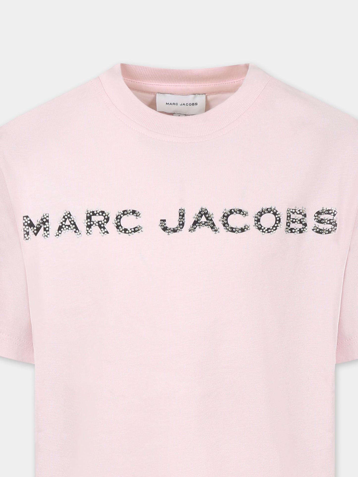 T-shirt rosa per bambina con logo e fiori,Marc Jacobs,W60463 475