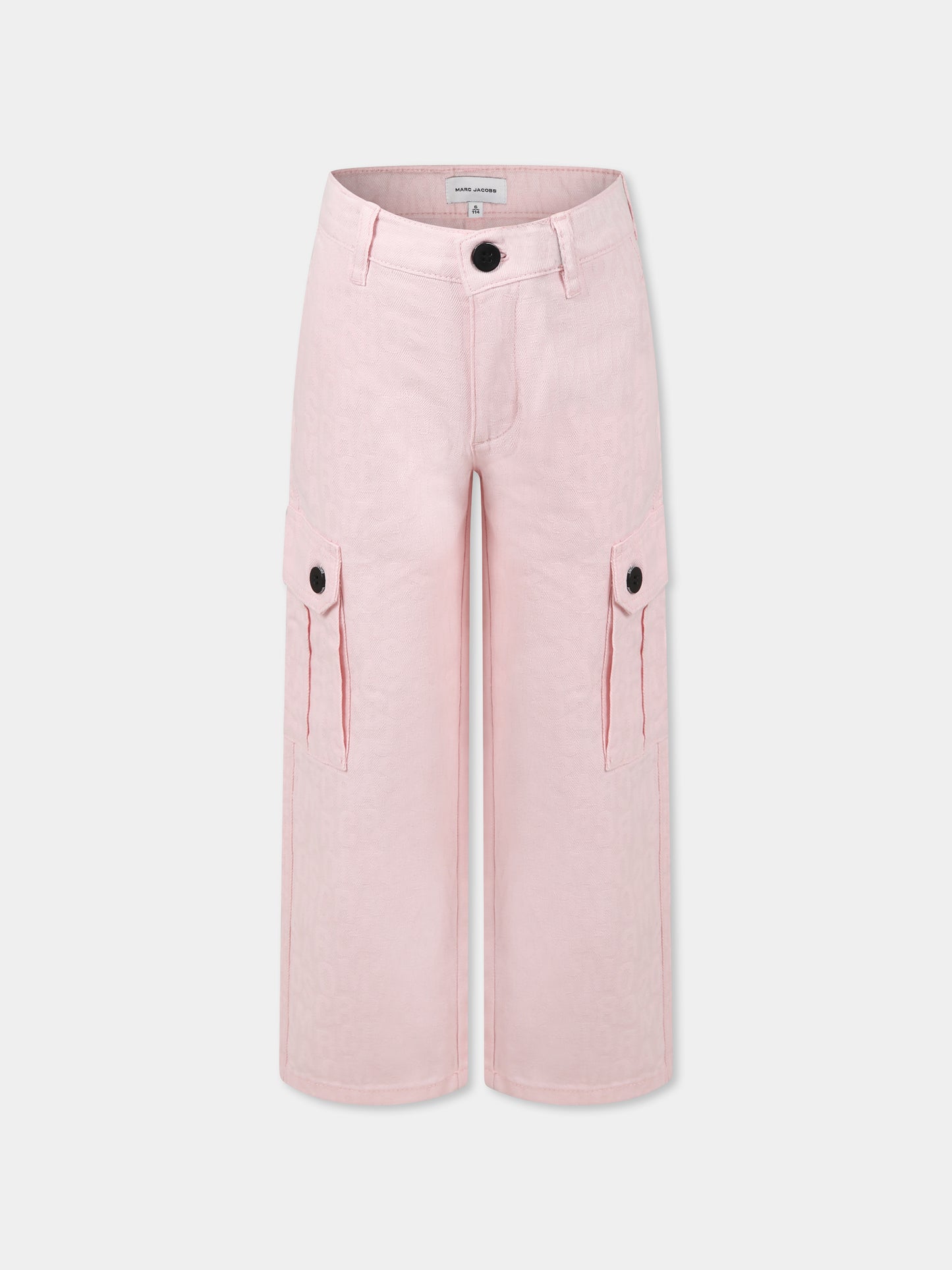Pink trousers for girl with logo
