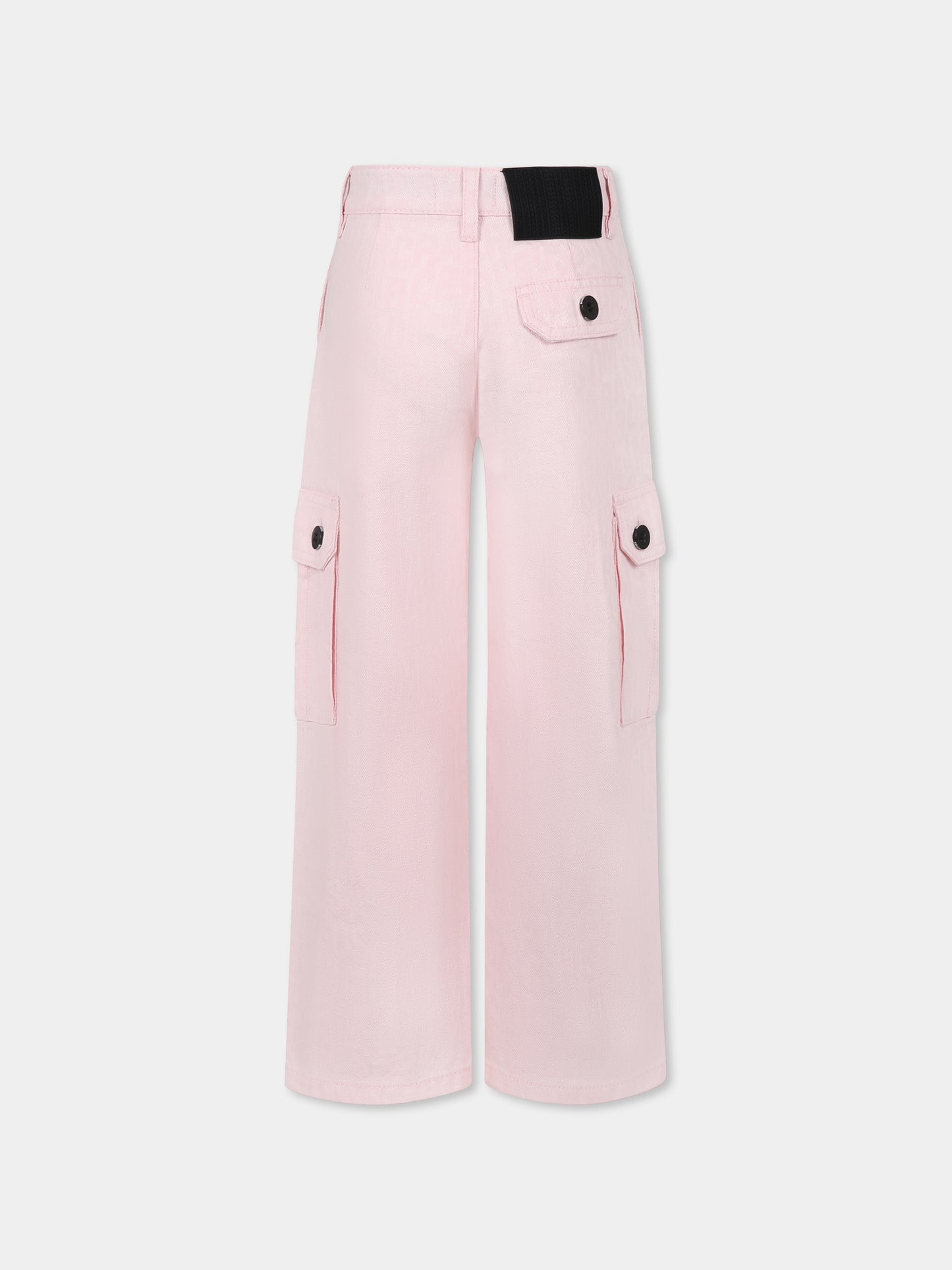 Pink trousers for girl with logo