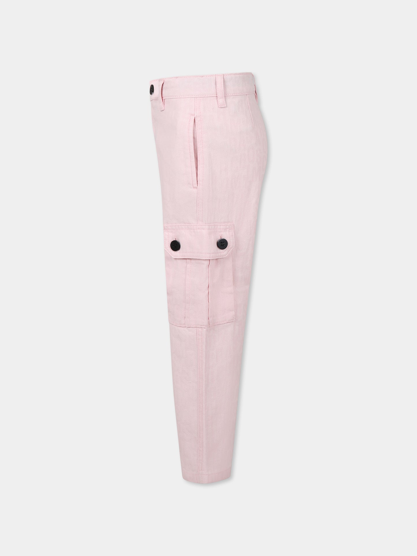 Pink trousers for girl with logo