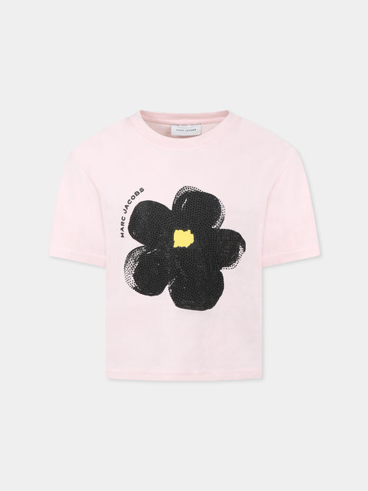Pink  t-shirt for girl with flower