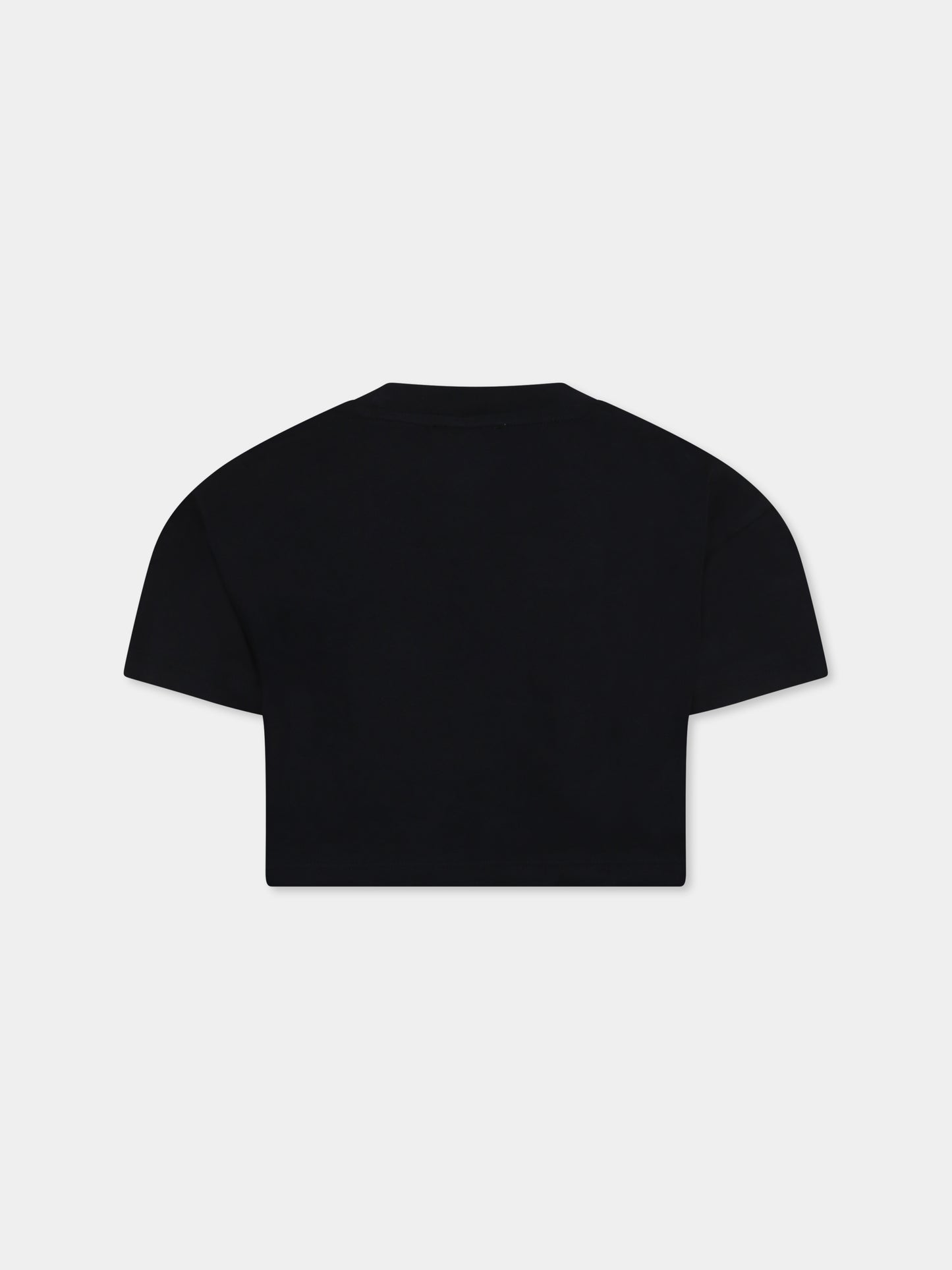 T-shirt crop nera per bambina con logo,Marc Jacobs,W60461 09B