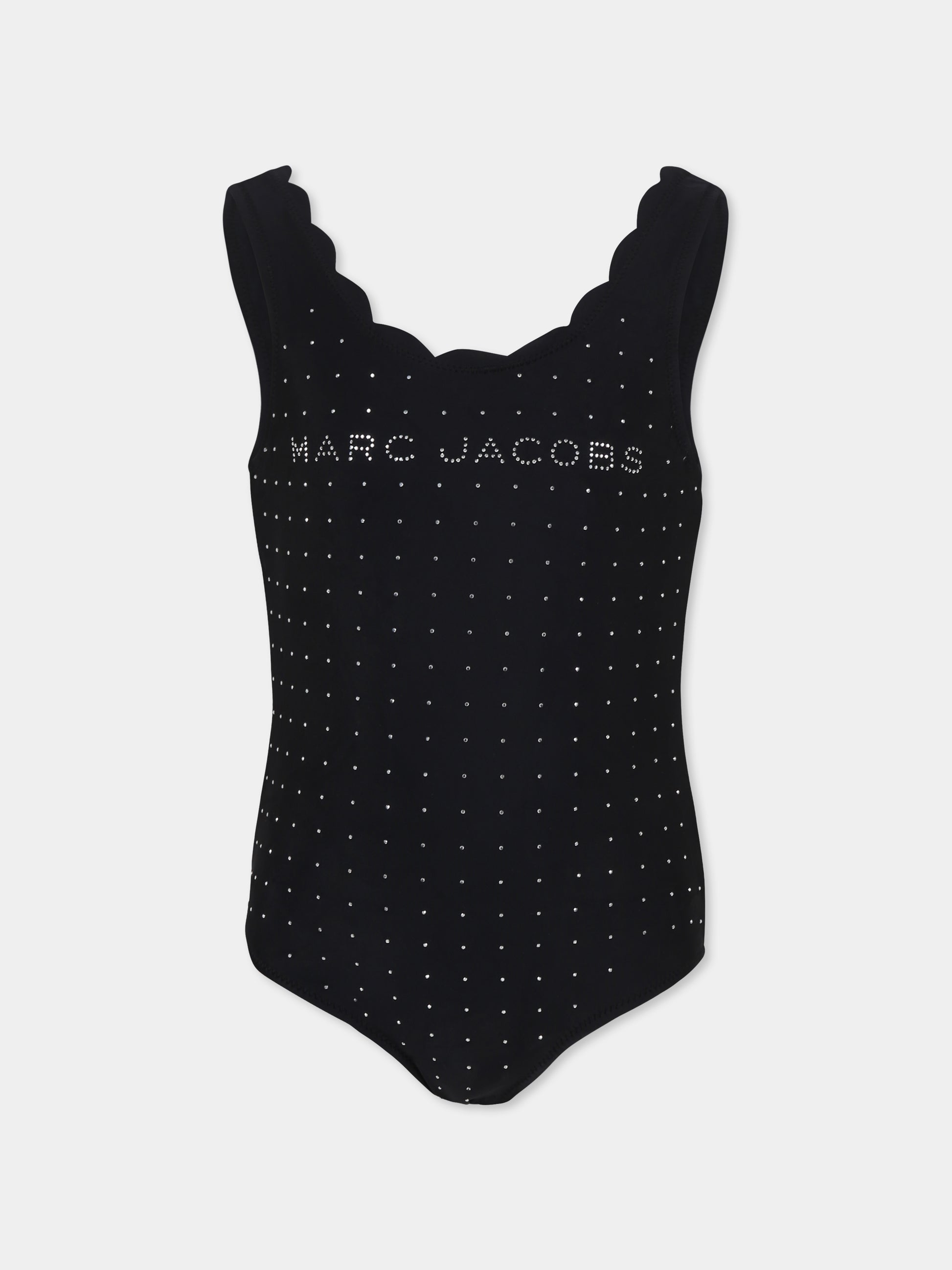 Costume intero nero per bambina con logo e strass,Marc Jacobs,W60524 09B