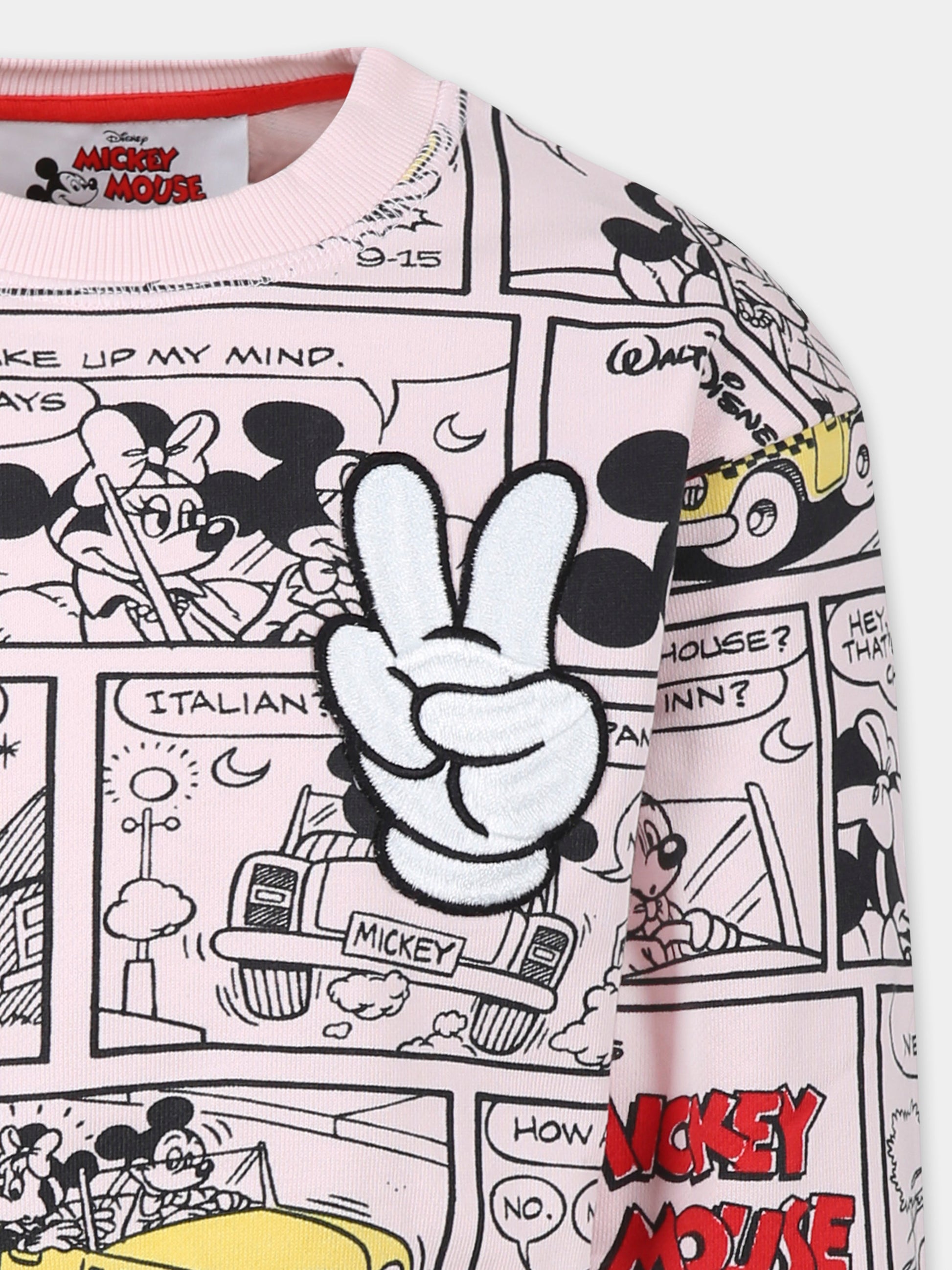 Felpa crop rosa per bambina con stampa Topolino all over,Marc Jacobs,W60429 475