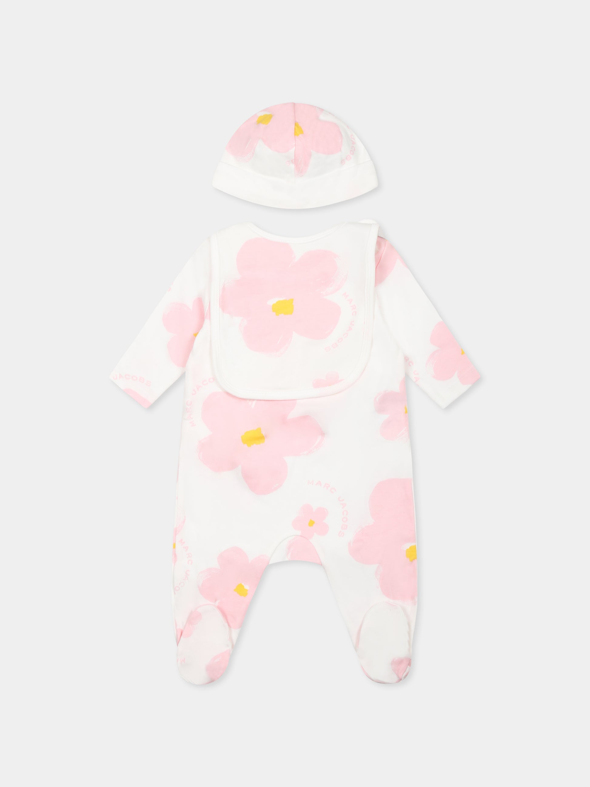 Set tutina bianco per neonata con fiori all over,Marc Jacobs,W60518 126
