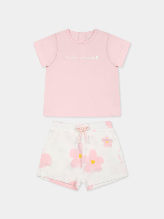 Completo rosa per neonata con logo e fiori,Marc Jacobs,W60517 475