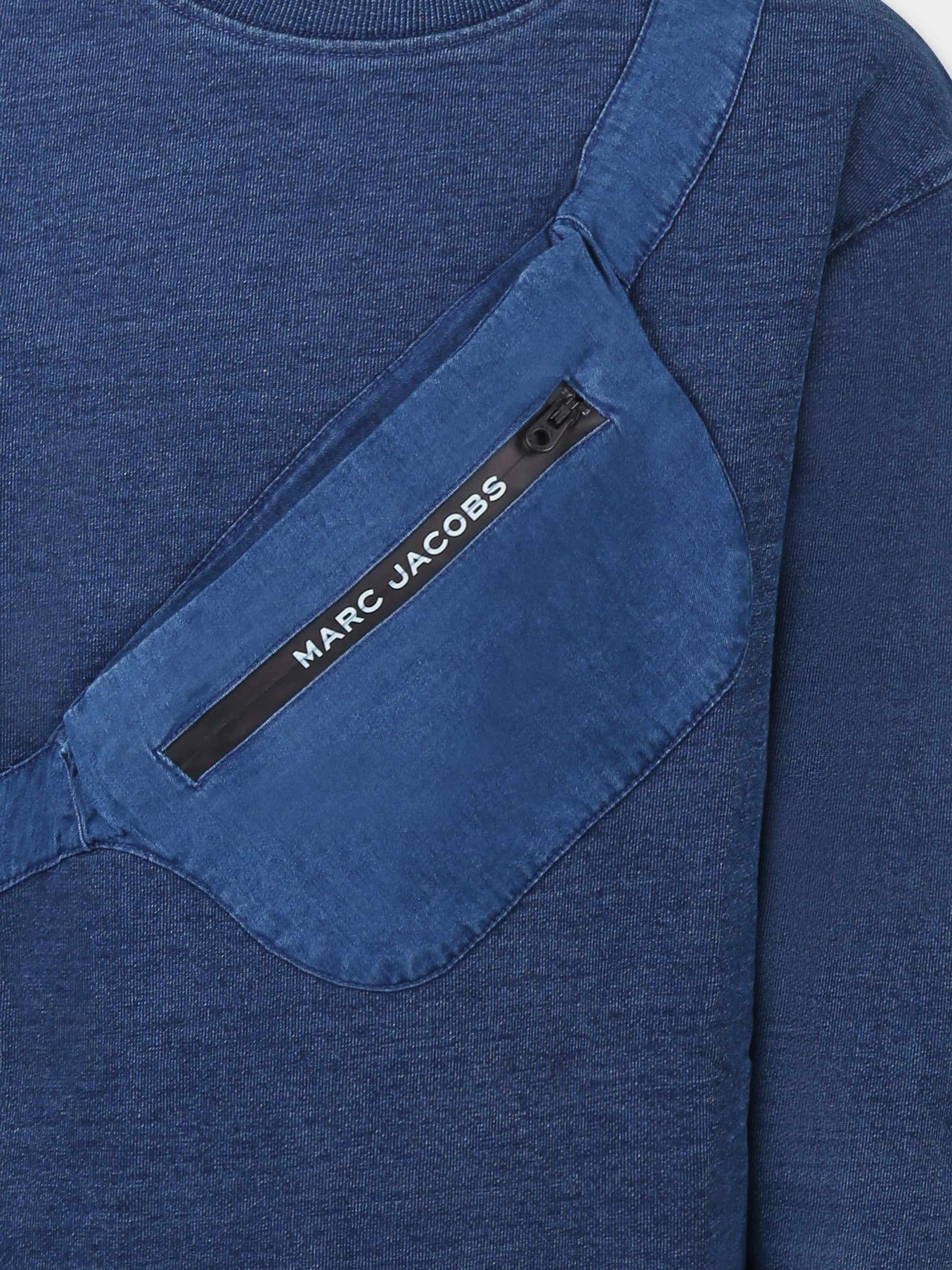 Felpa blu per bambino con logo,Marc Jacobs,W60432 Z10