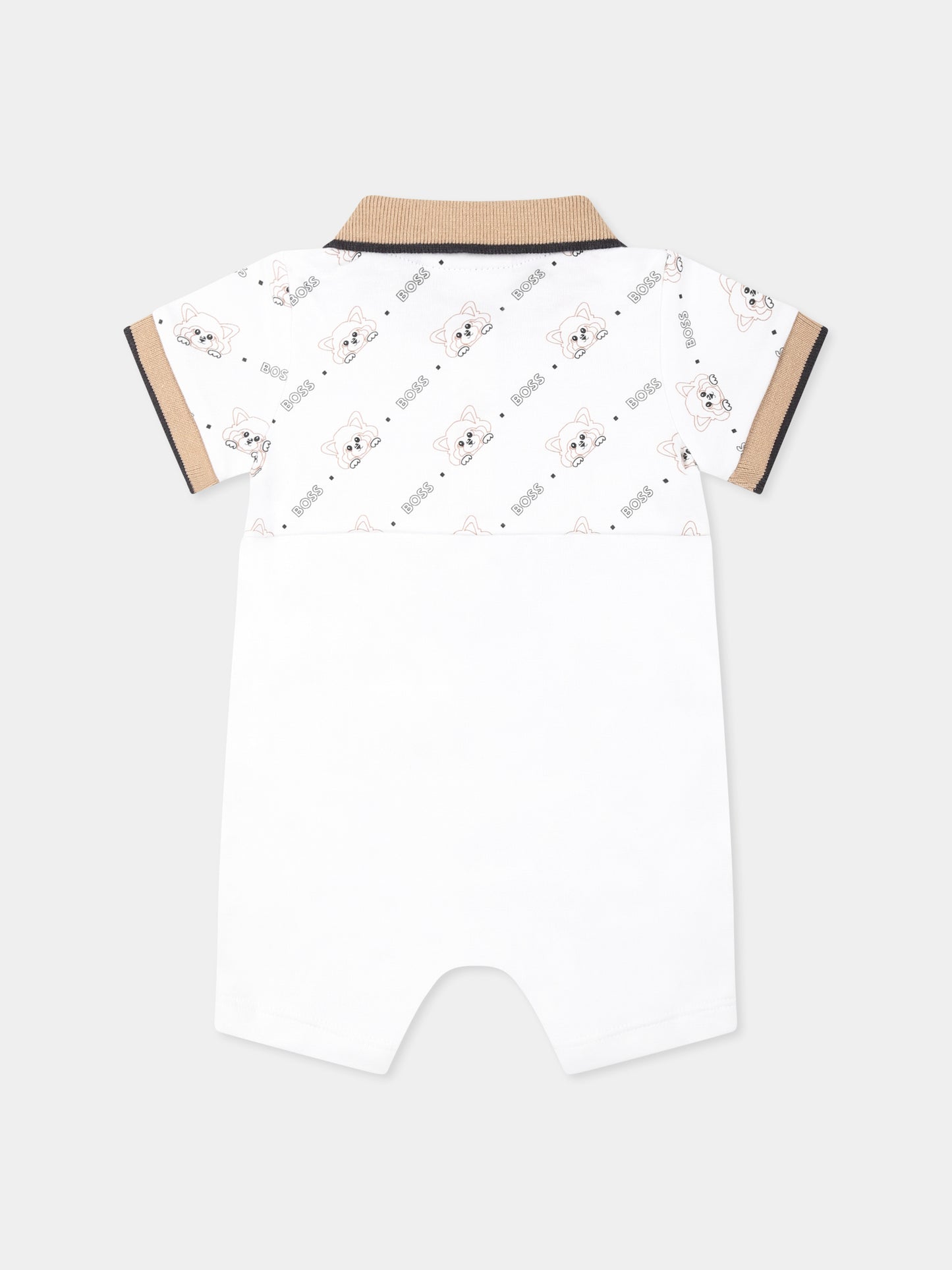 Pagliaccetto bianco per neonato con logo e panda,Boss,J52206 10P