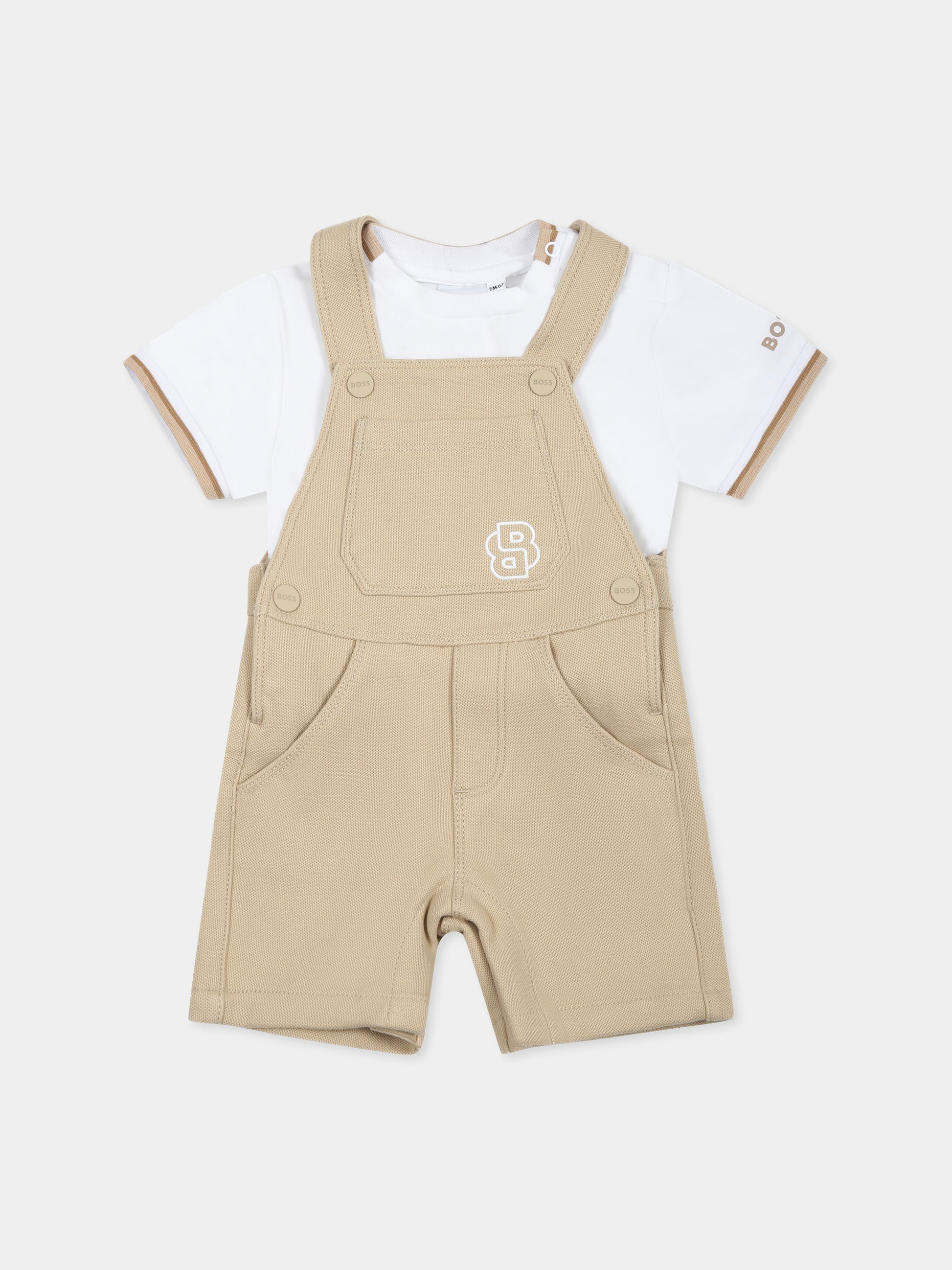 Completo beige per neonato con logo,Boss,J52210 249