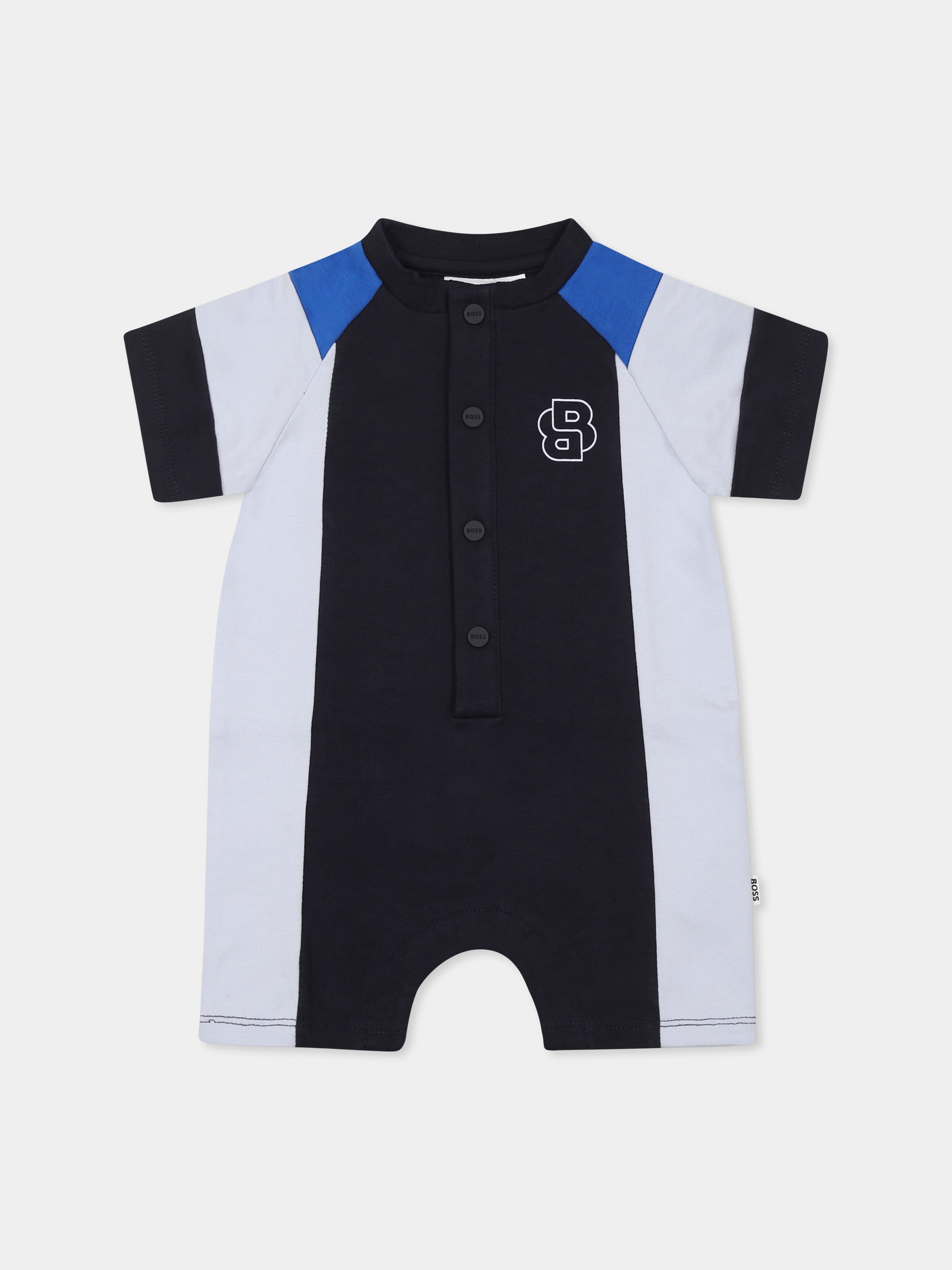 Pagliaccetto blu per neonato con logo,Boss,J52205 849