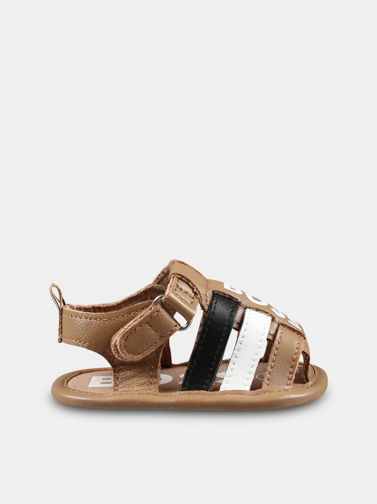 Sandali marroni per neonato con logo,Boss,J51668 269