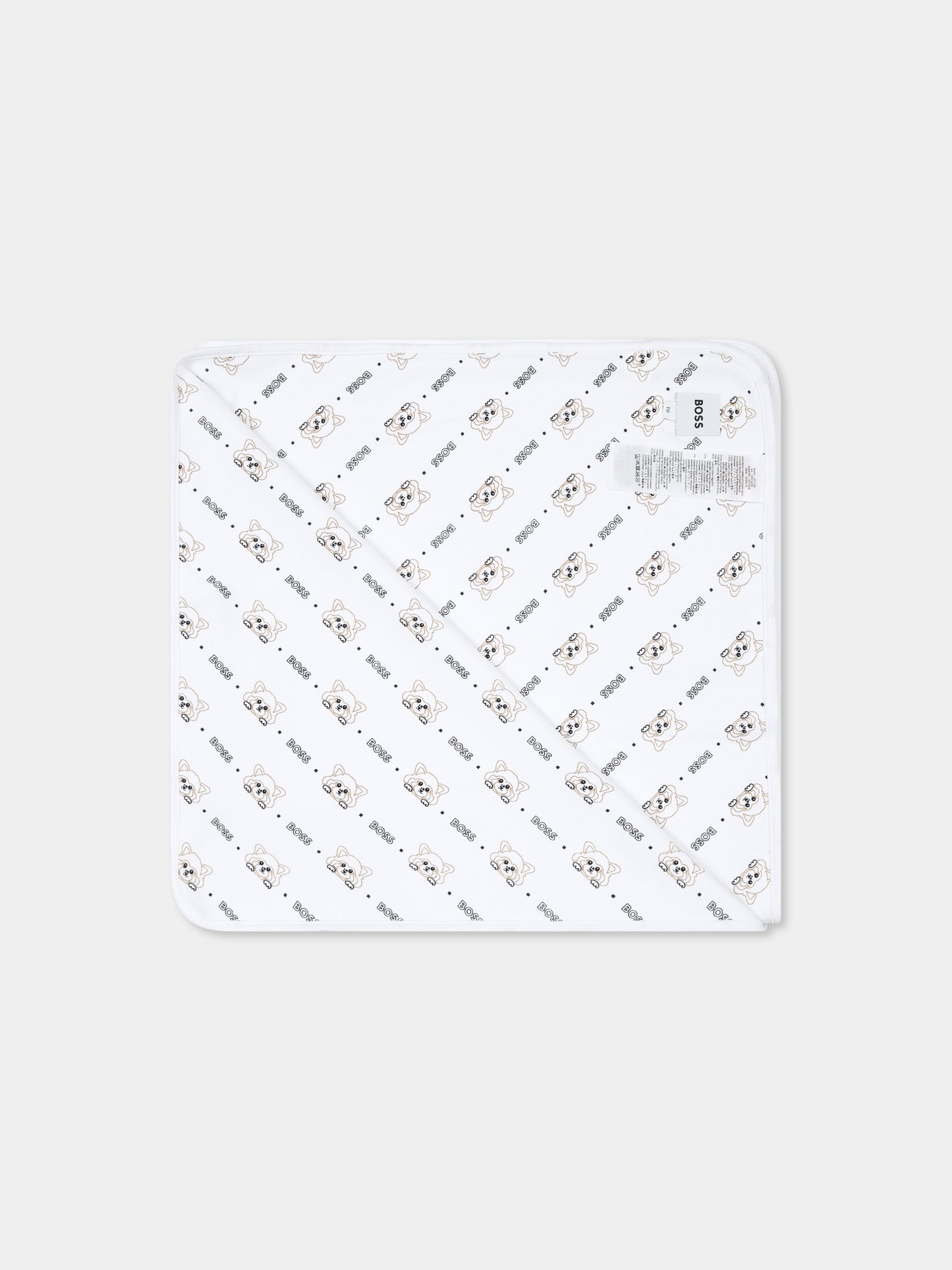 White blanket for baby boy with logo