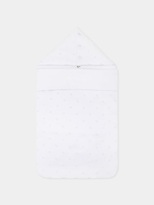 Light blue sleeping bag for baby boy with logo