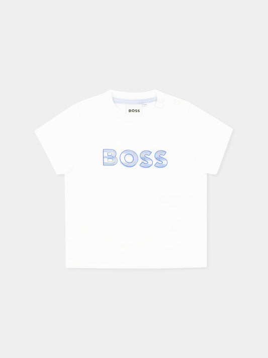 T-shirt bianca per neonato con logo,Boss,J52198 10P