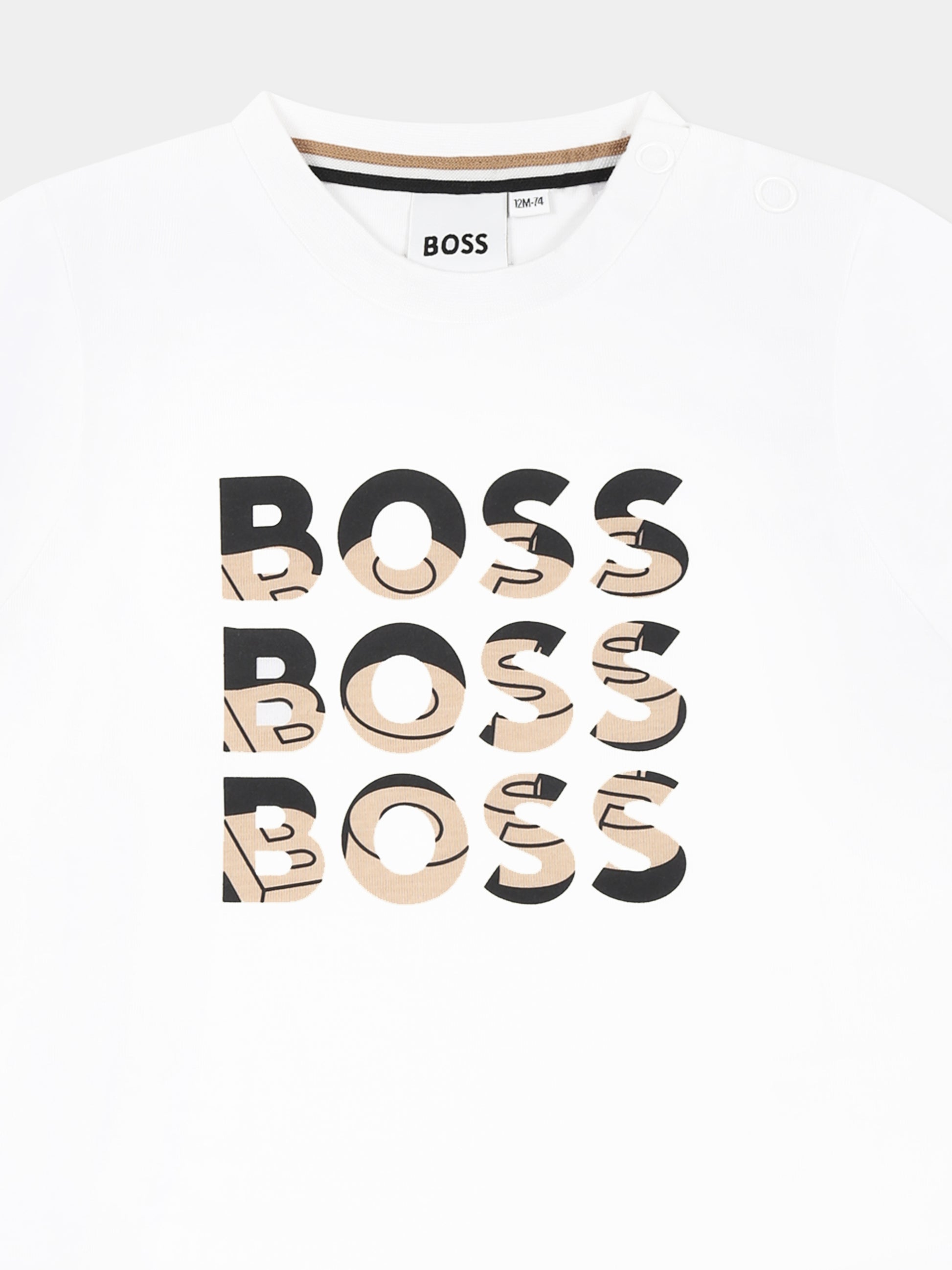 T-shirt bianca per neonato con logo,Boss,J52113 10P