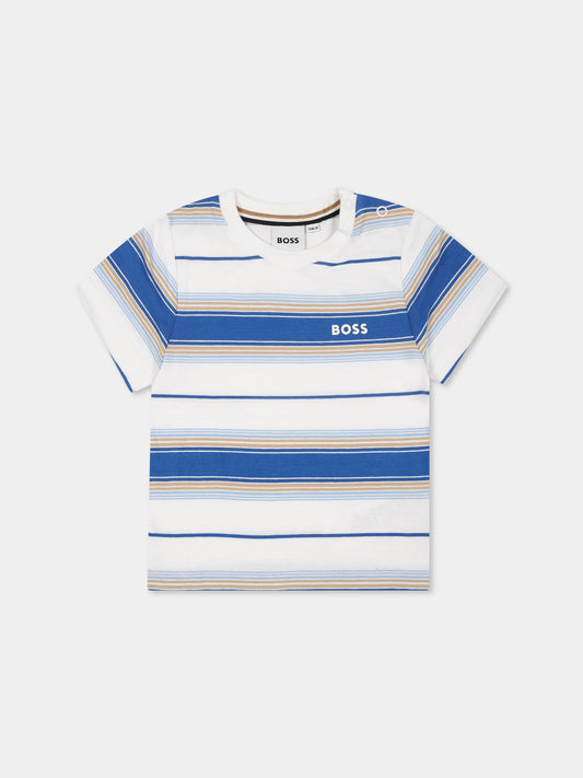 T-shirt bianca per neonato con logo,Boss,J52116 787