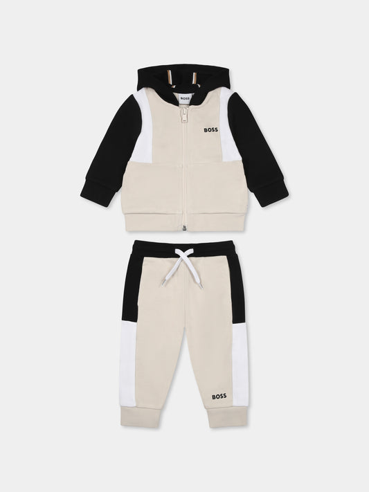 Completo beige per neonato con logo,Boss,J52129 21C