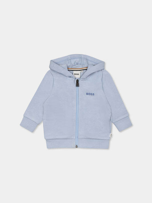 Felpa celeste per neonato con logo,Boss,J52095 887