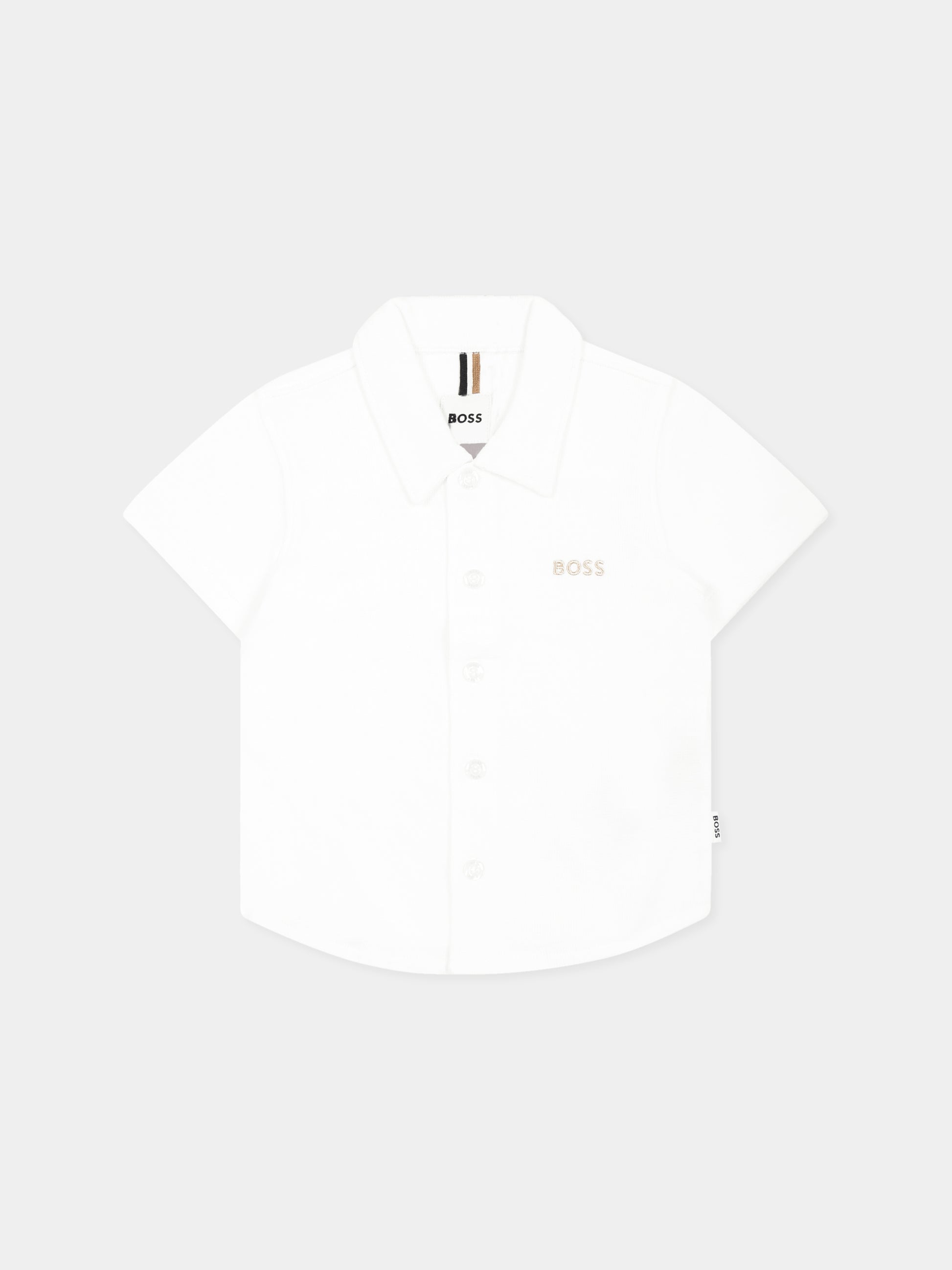 Camicia bianca per neonato con logo,Boss,J52092 10P