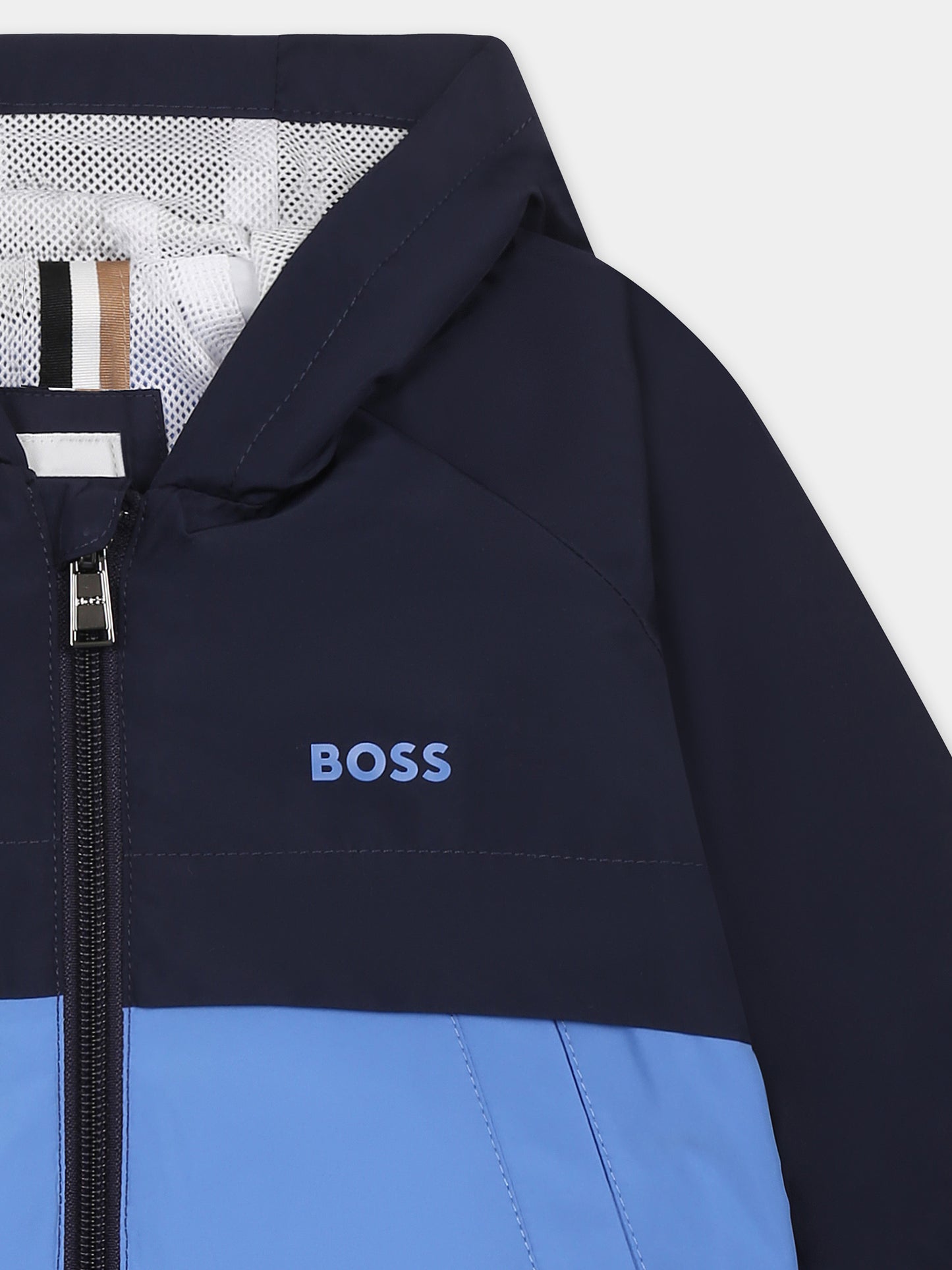 Giacca a vento blu per neonato con logo,Boss,J52122 849