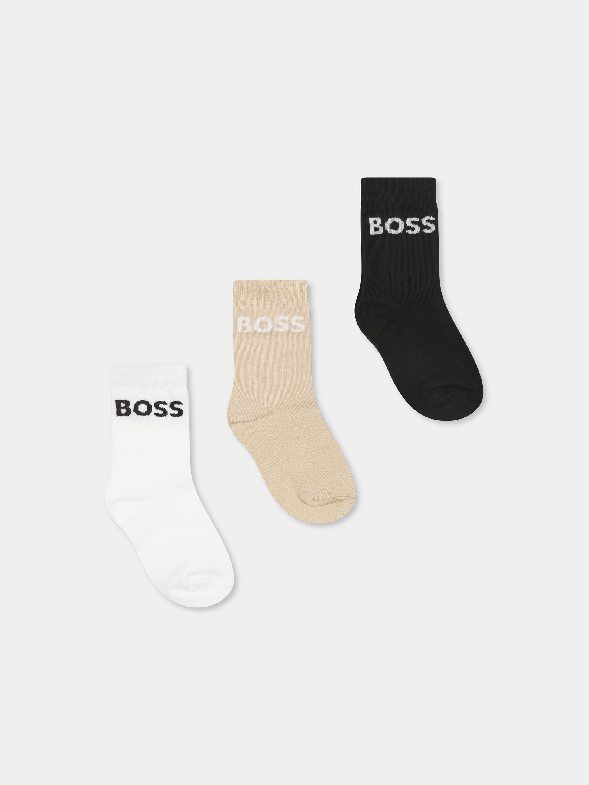 Set calzini multicolor per neonato con logo,Boss,J51745 09B
