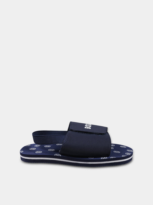 Sandali blu per bambino con logo,Boss,J52156 849