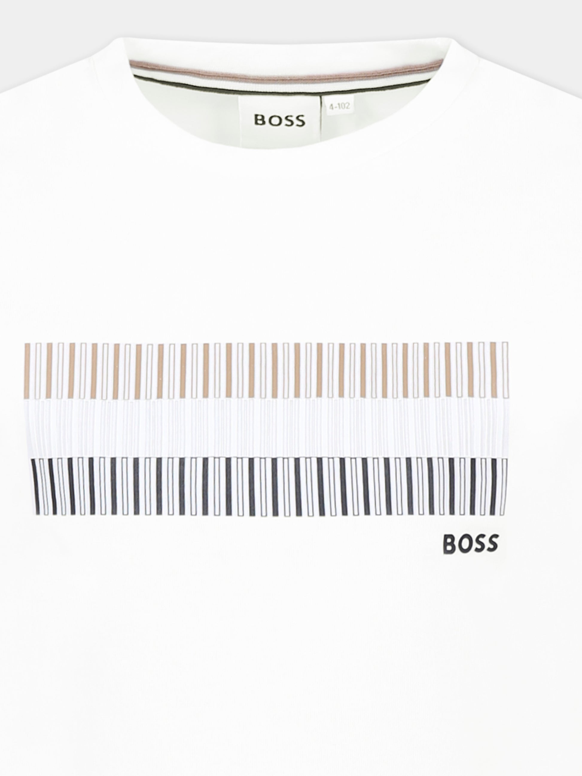 T-shirt bianca per bambino con logo,Boss,J52035 10P