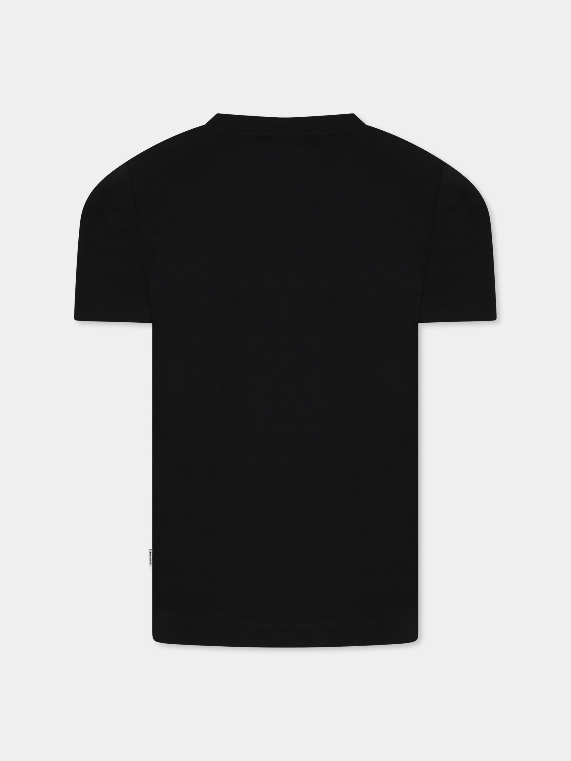 T-shirt nera per bambino con logo,Boss,J52035 09B
