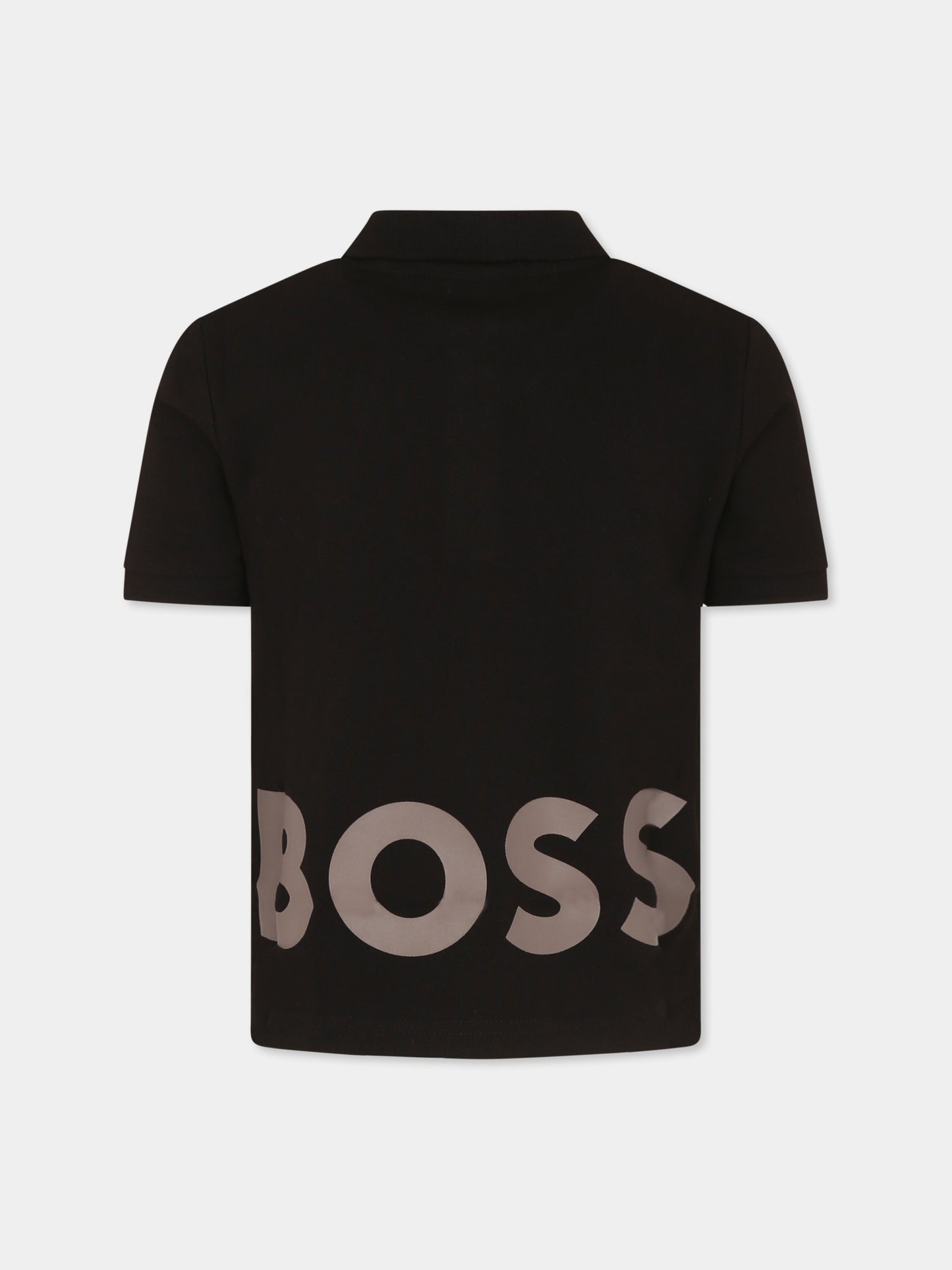 Polo nera per bambino con logo,Boss,J52014 09B