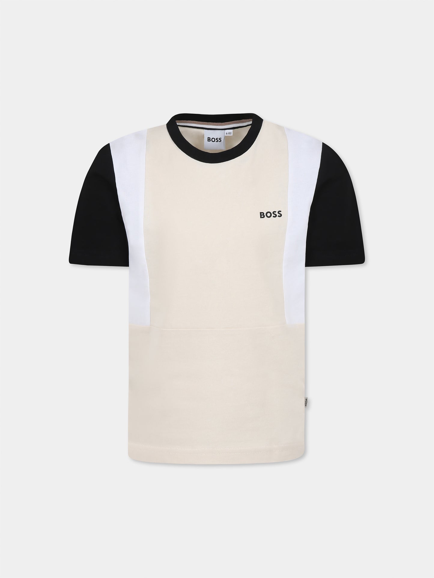 Beige t-shirt for boy with logo