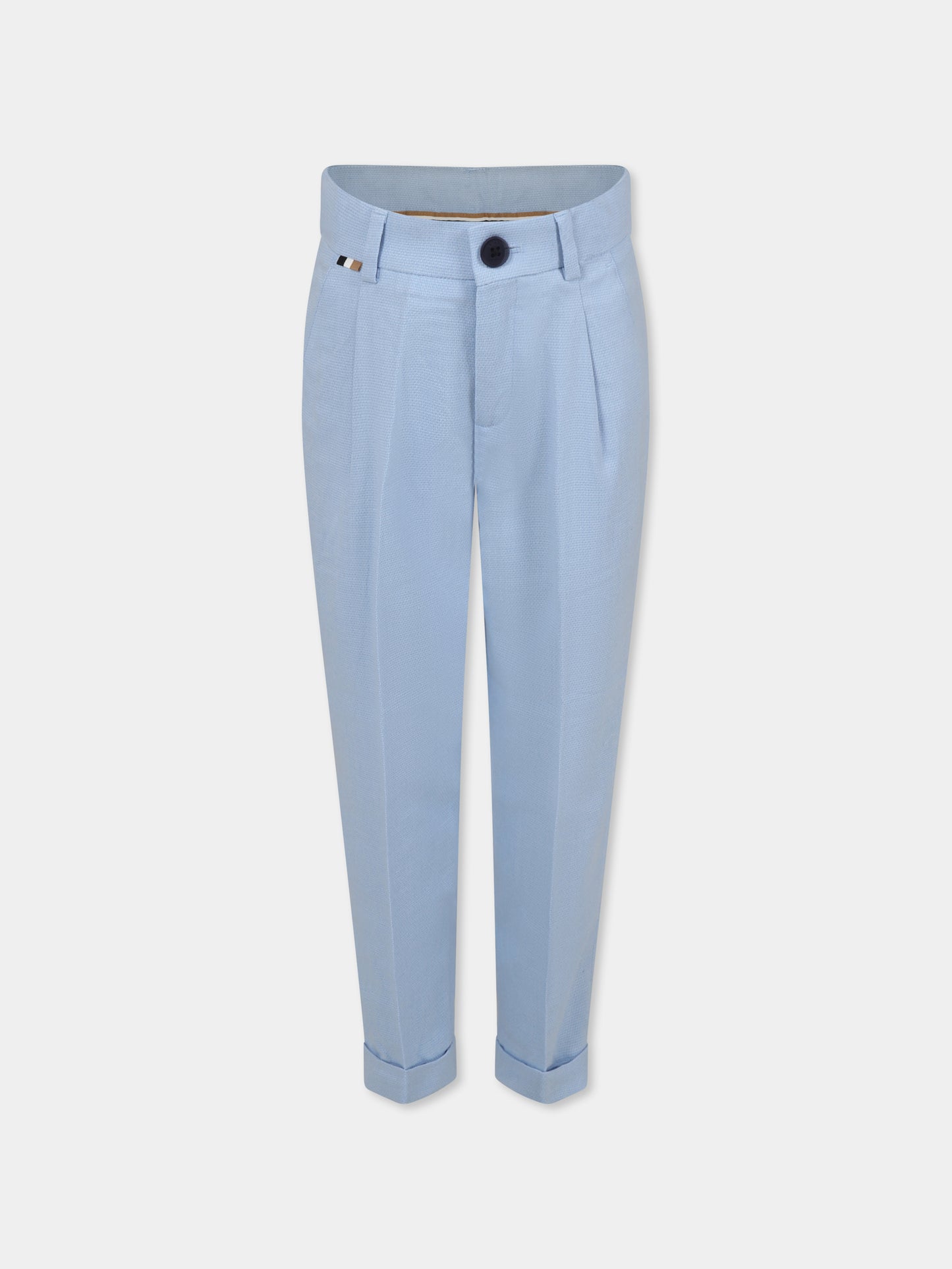 Pantaloni celesti per bambino con logo,Boss,J51981 887