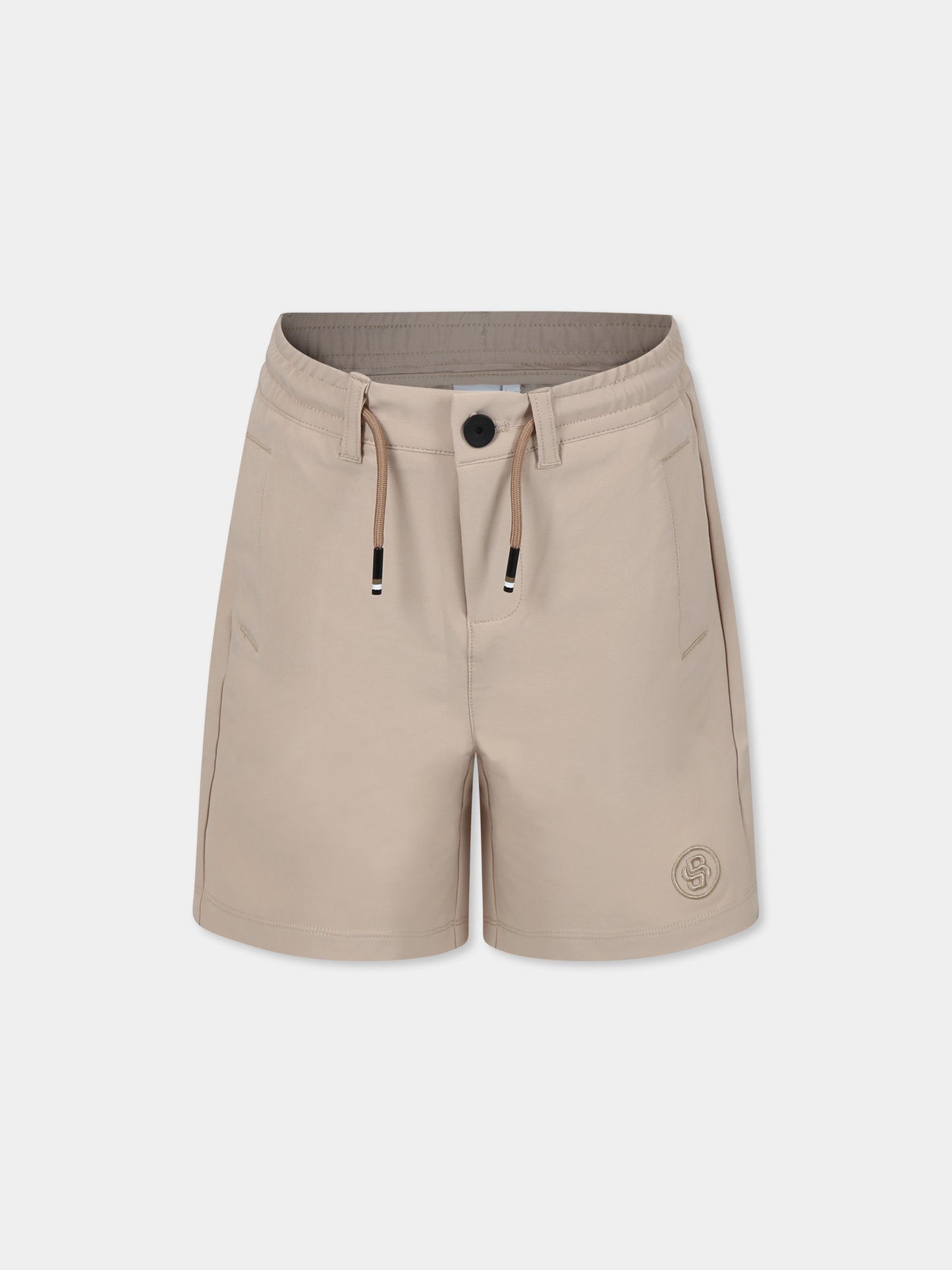 Shorts beige per bambino con logo,Boss,J51992 249