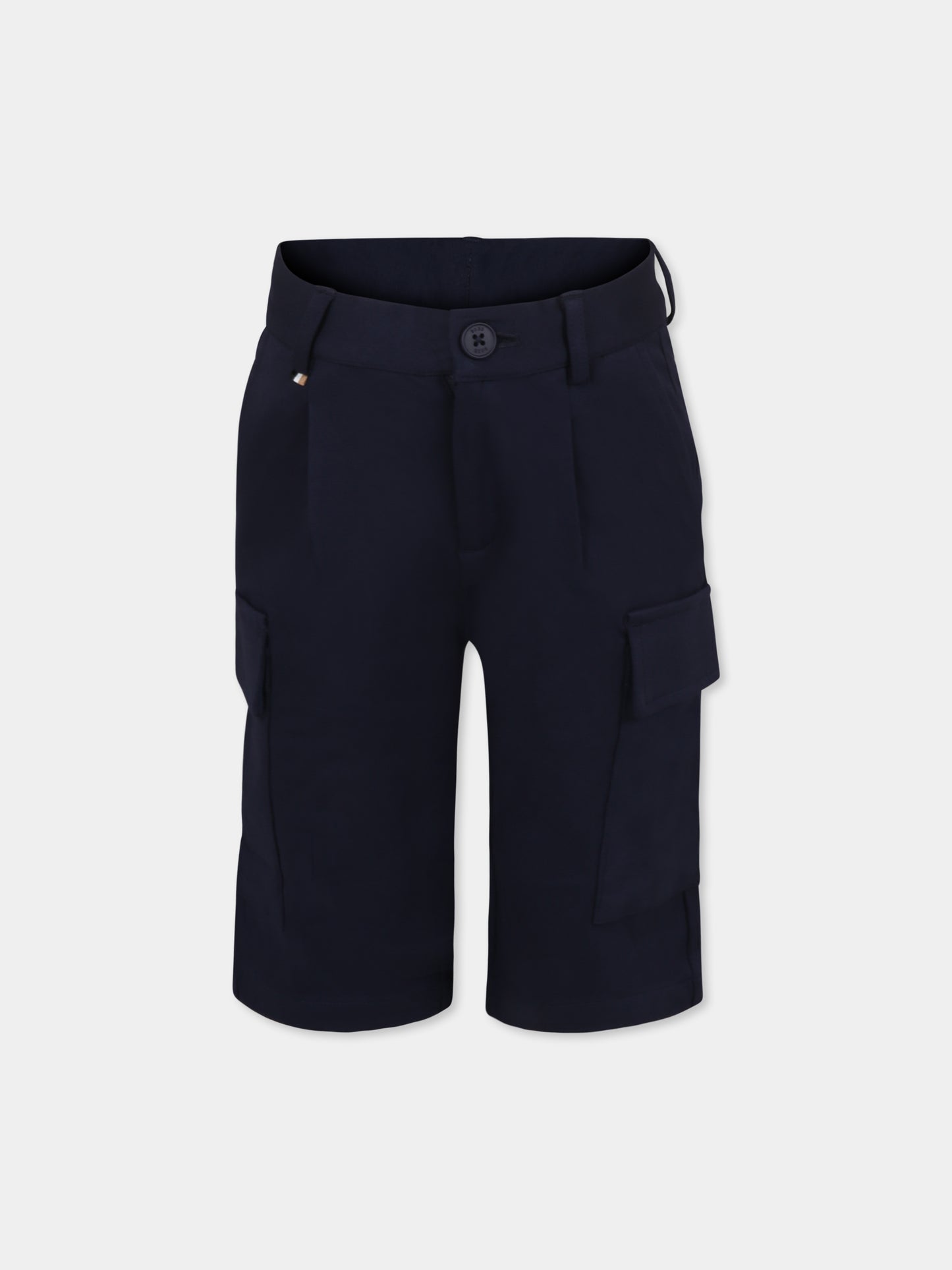 Shorts blu per bambino con logo,Boss,J51996 849