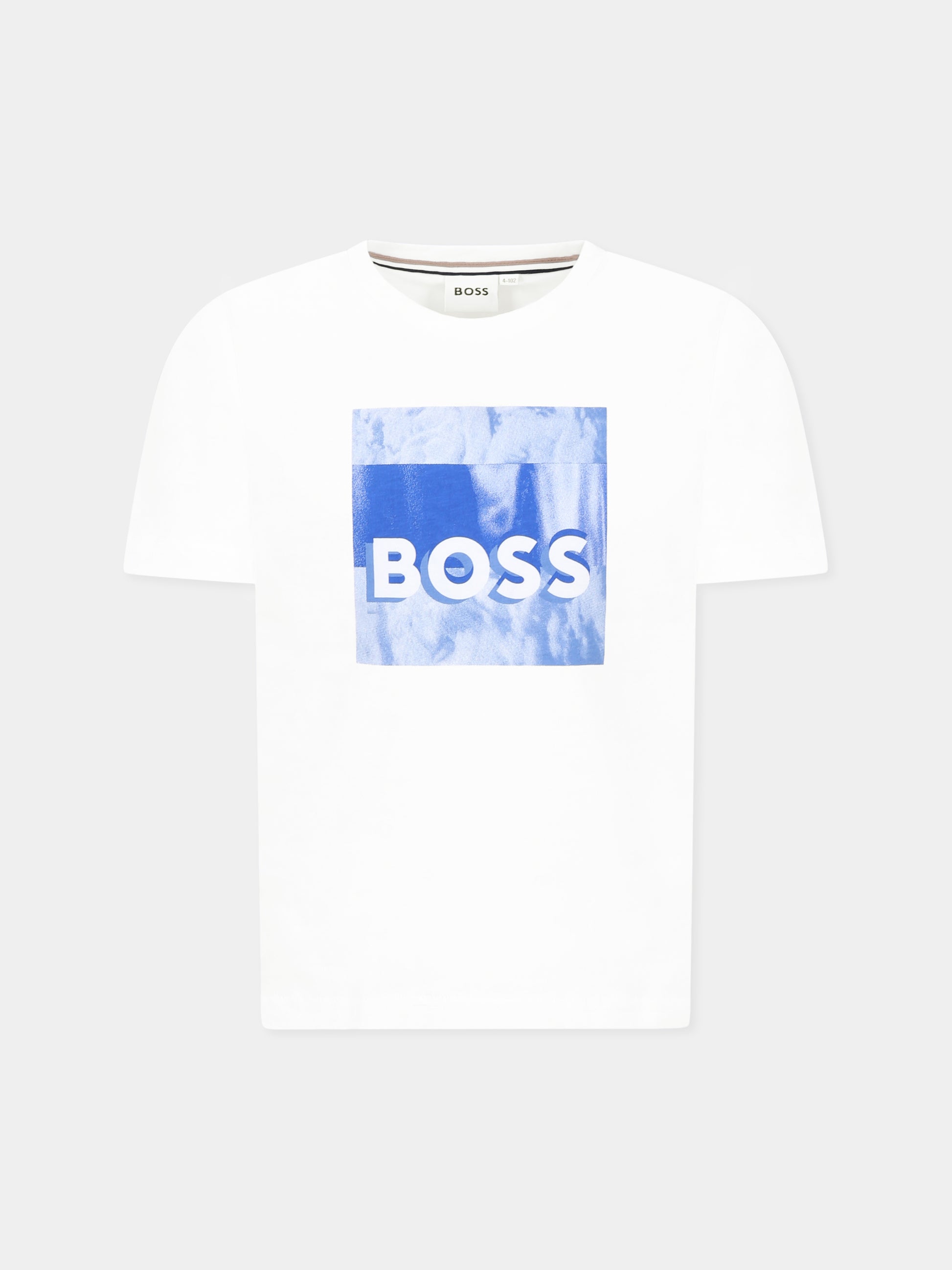 T-shirt bianca per bambino con logo,Boss,J52044 10P