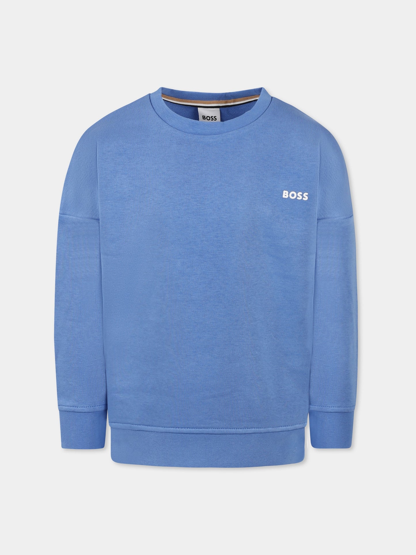 Felpa celeste per bambino con logo,Boss,J52021 84B