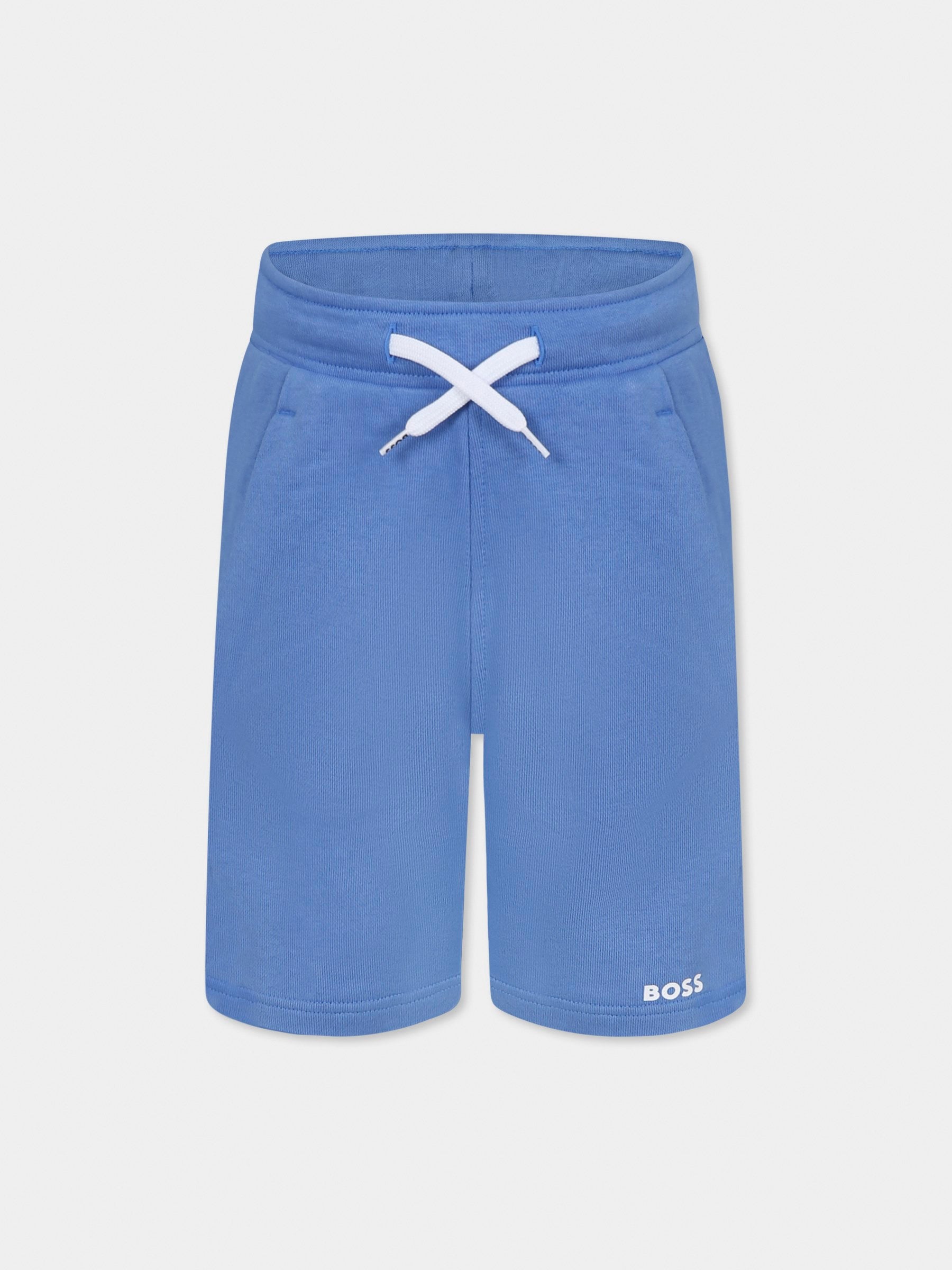 Shorts celesti per bambino con logo,Boss,J51993 84B