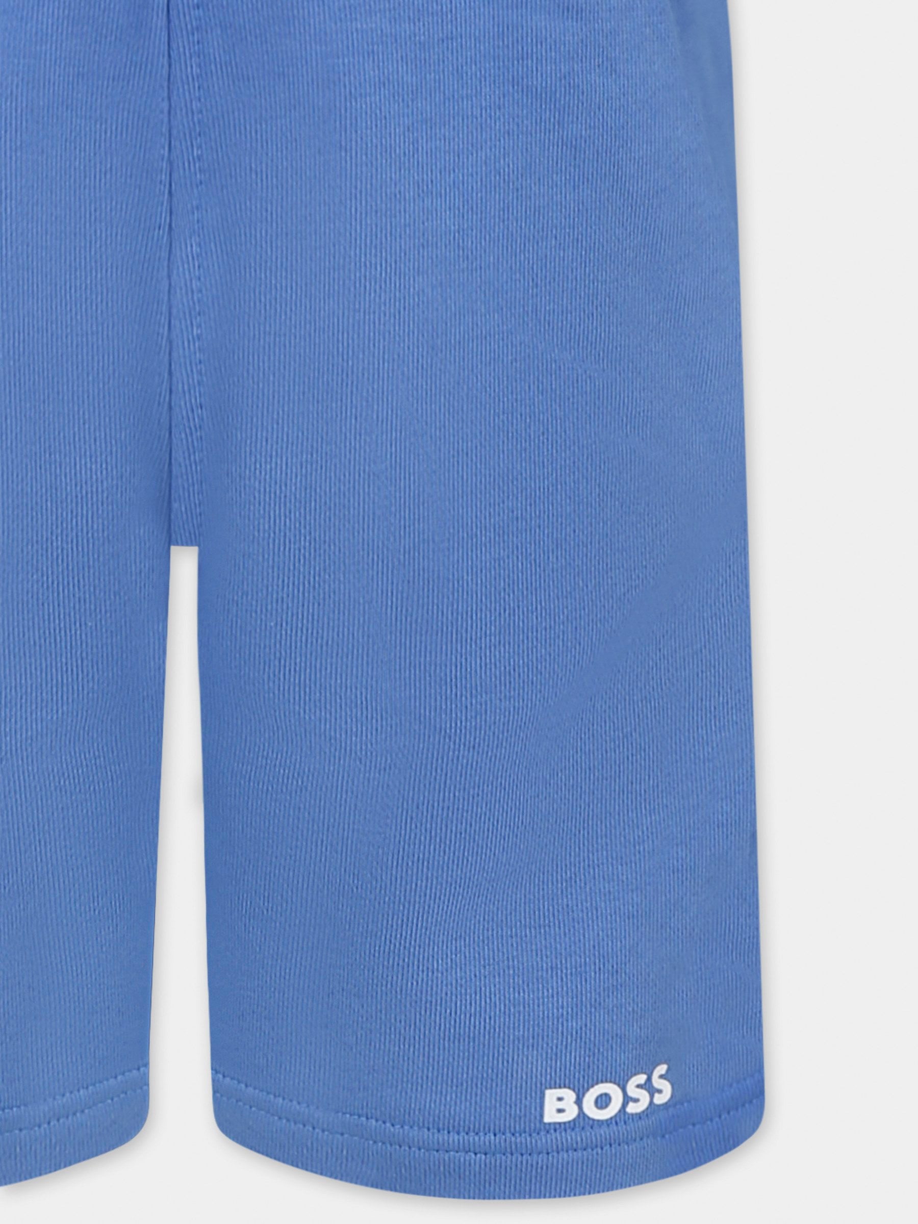 Shorts celesti per bambino con logo,Boss,J51993 84B