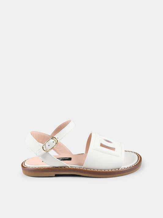 Sandali bianchi per bambina con logo DG,Dolce & Gabbana Kids,D11308 A1223 8S936