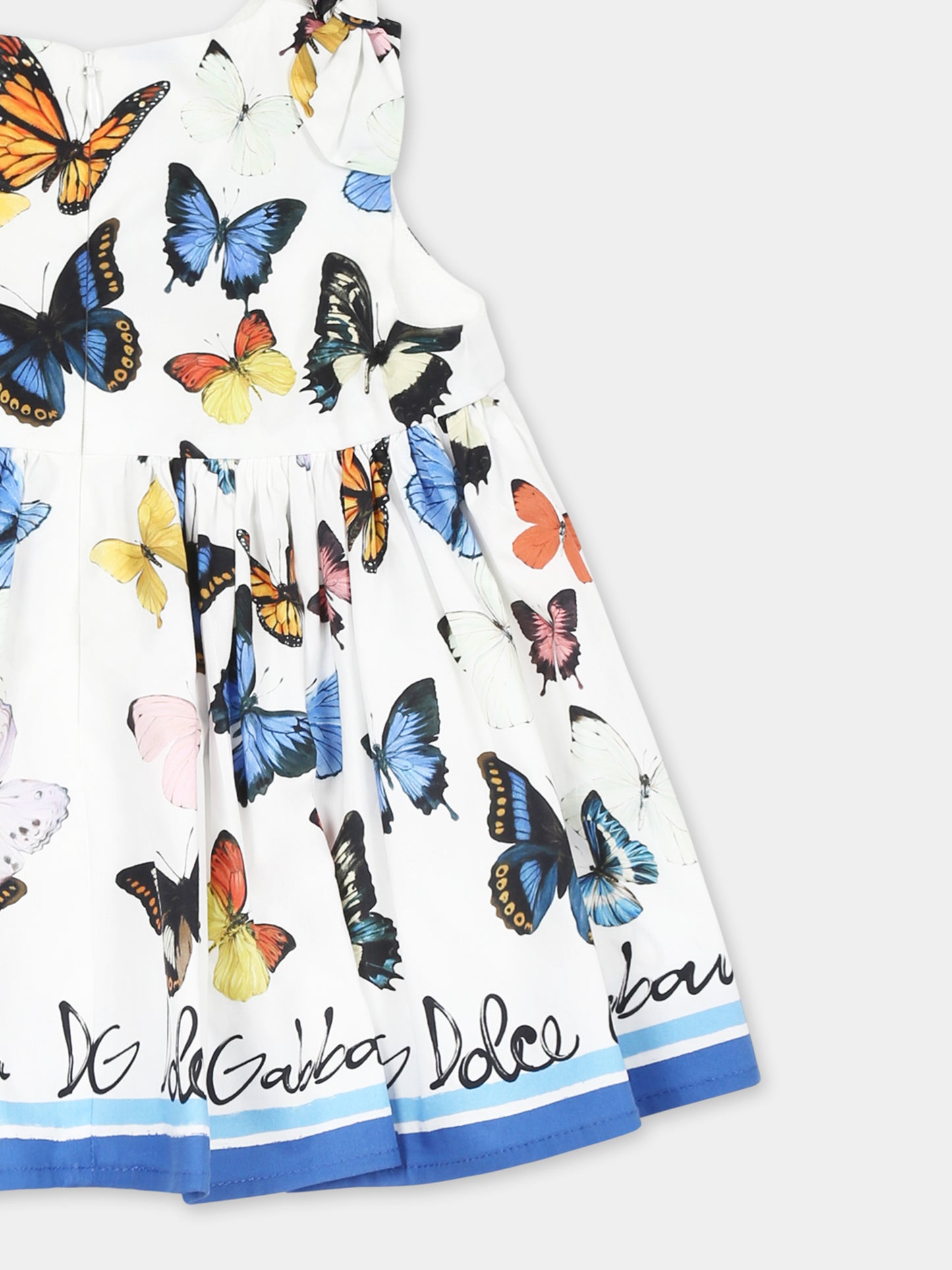 Vestito bianco per neonata con farfalle all over,Dolce & Gabbana Kids,L21N61 FI5KS HB5KB