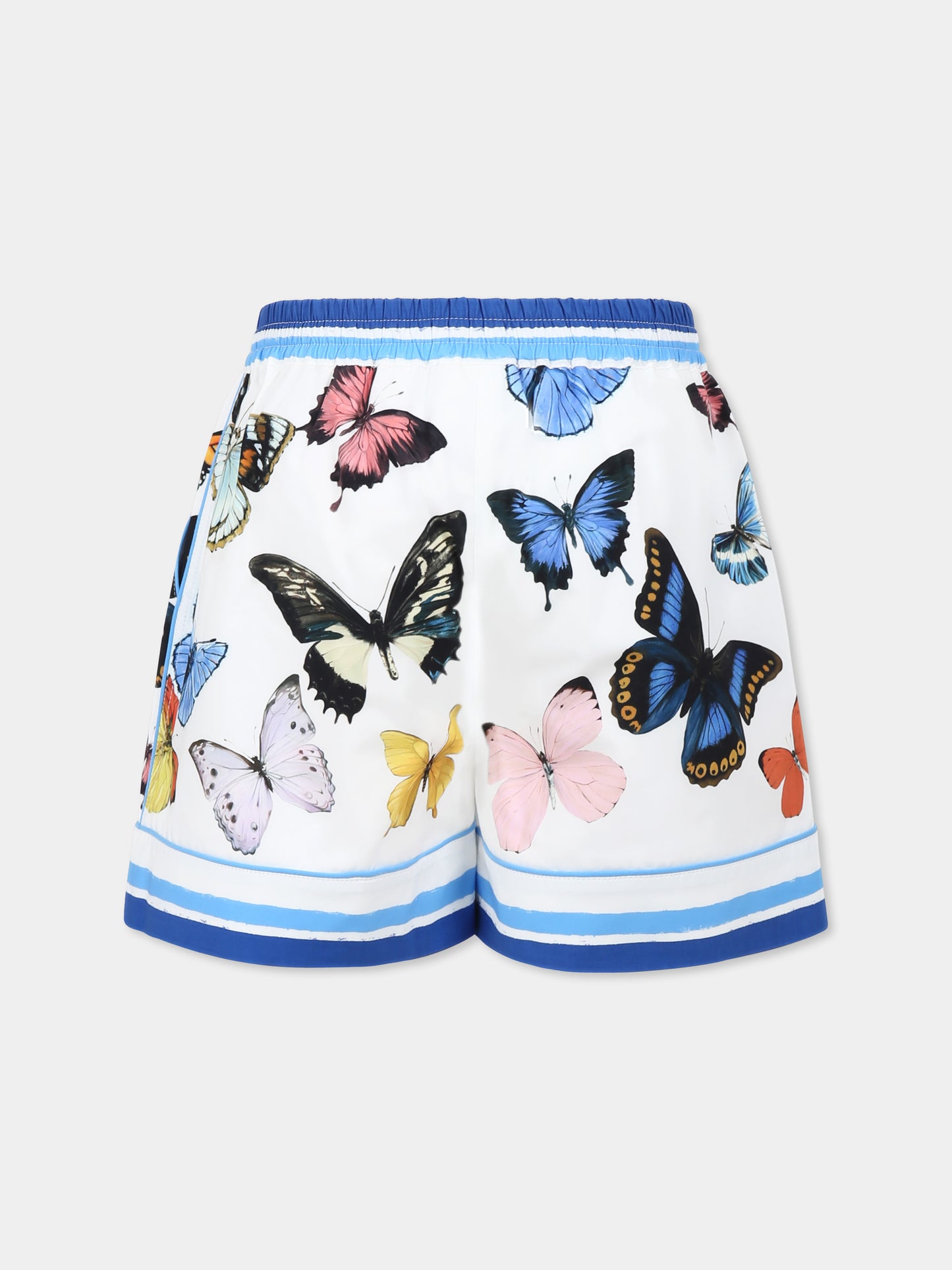 Shorts bianchi per bambina con farfalle all over,Dolce & Gabbana Kids,L52Q33 FI5KS HB5KB