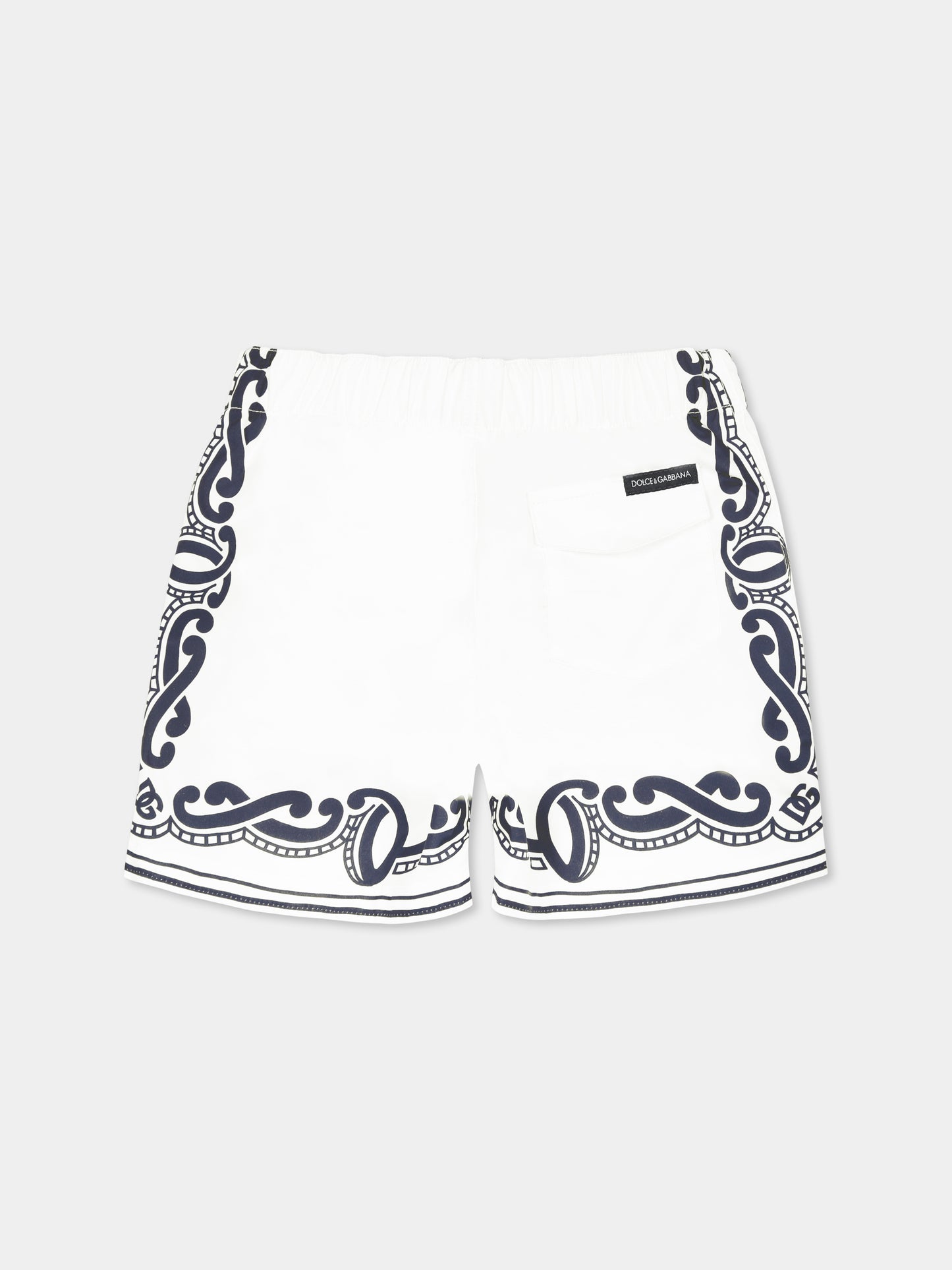 Boxer mare bianco per neonato con stampa bandana,Dolce & Gabbana Kids,L1J818 ON04N HA9RB