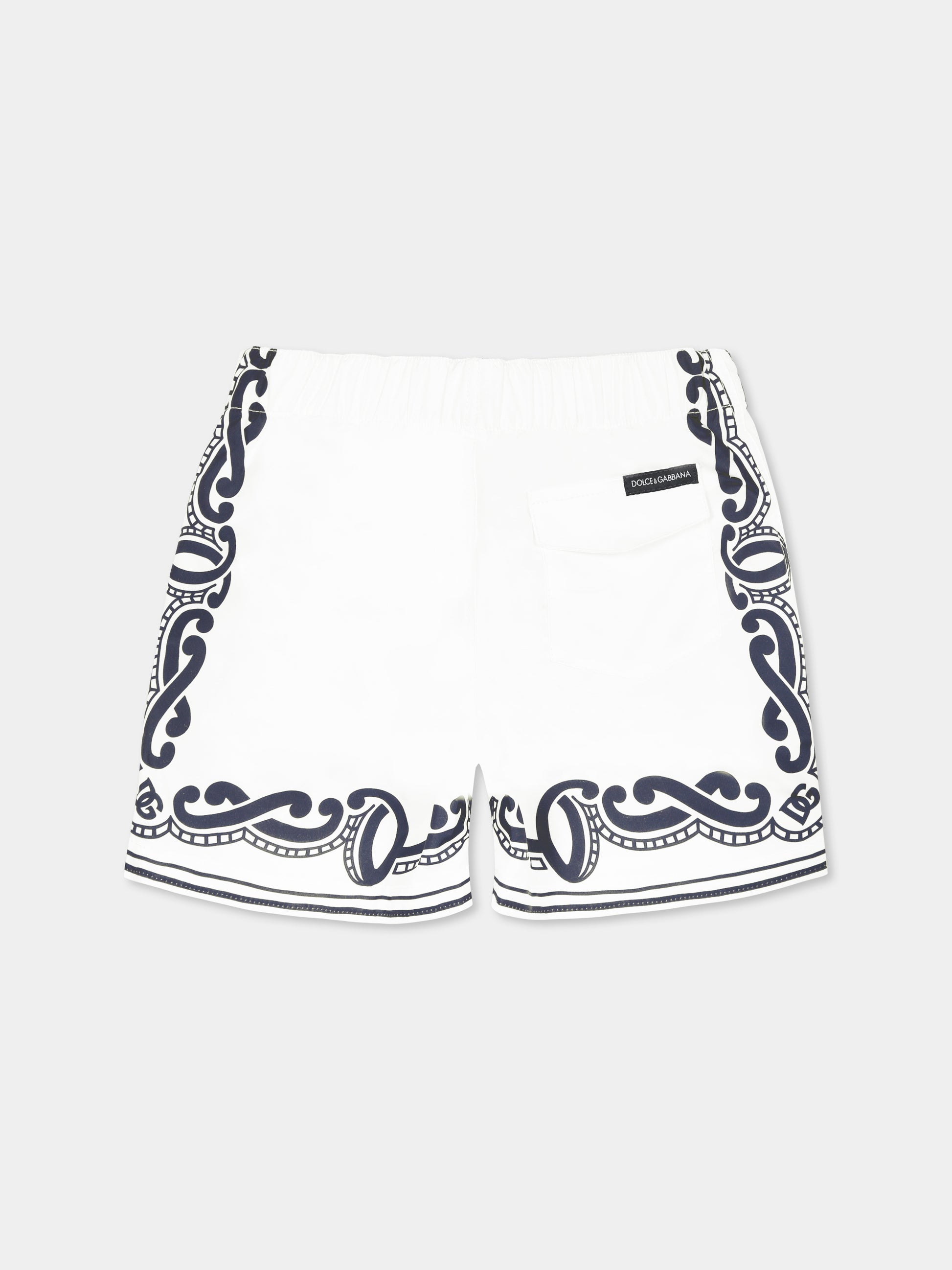 Boxer mare bianco per neonato con stampa bandana,Dolce & Gabbana Kids,L1J818 ON04N HA9RB